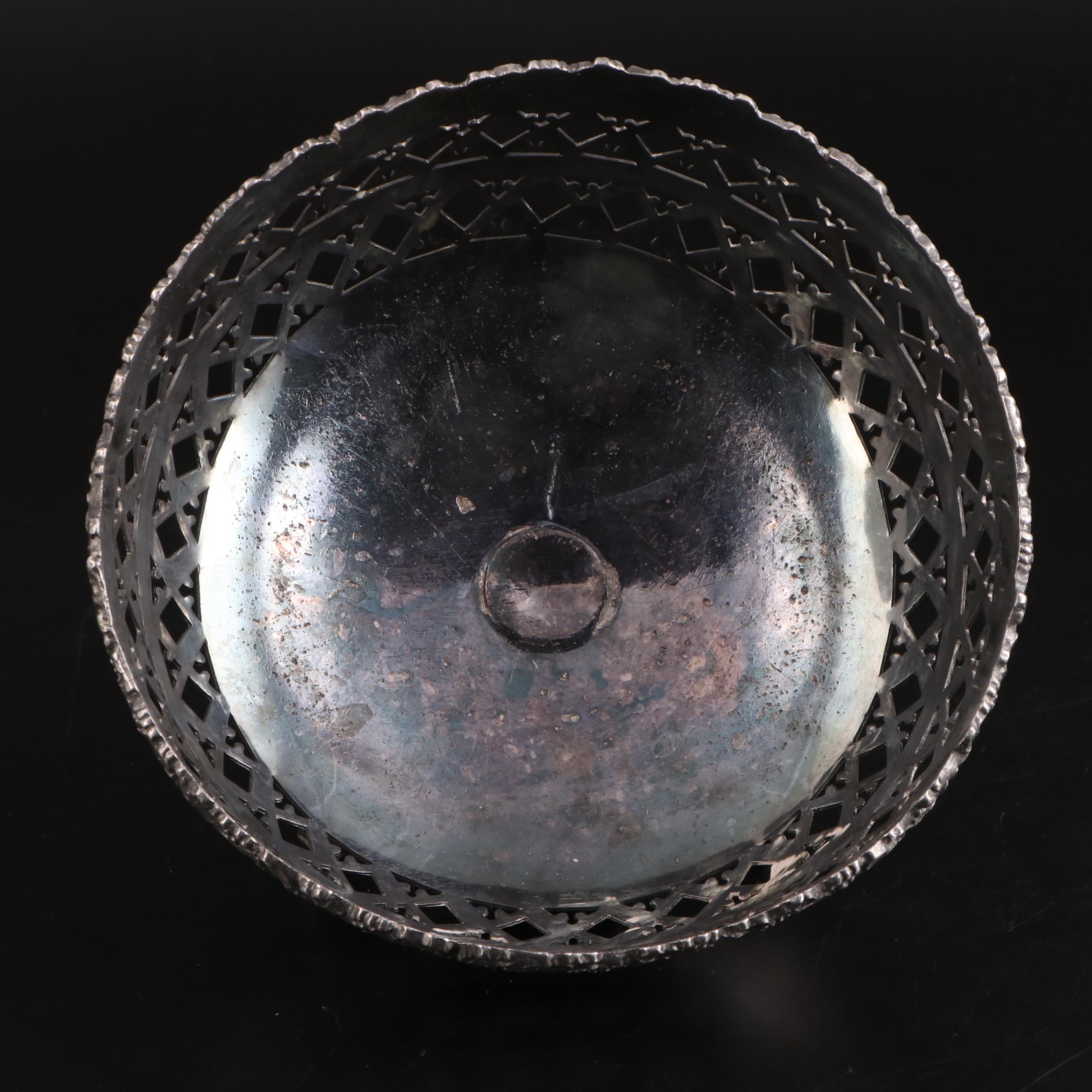 Silver Plate Openwork Bowl with Applied Grapevine Rim, Late 19th Century