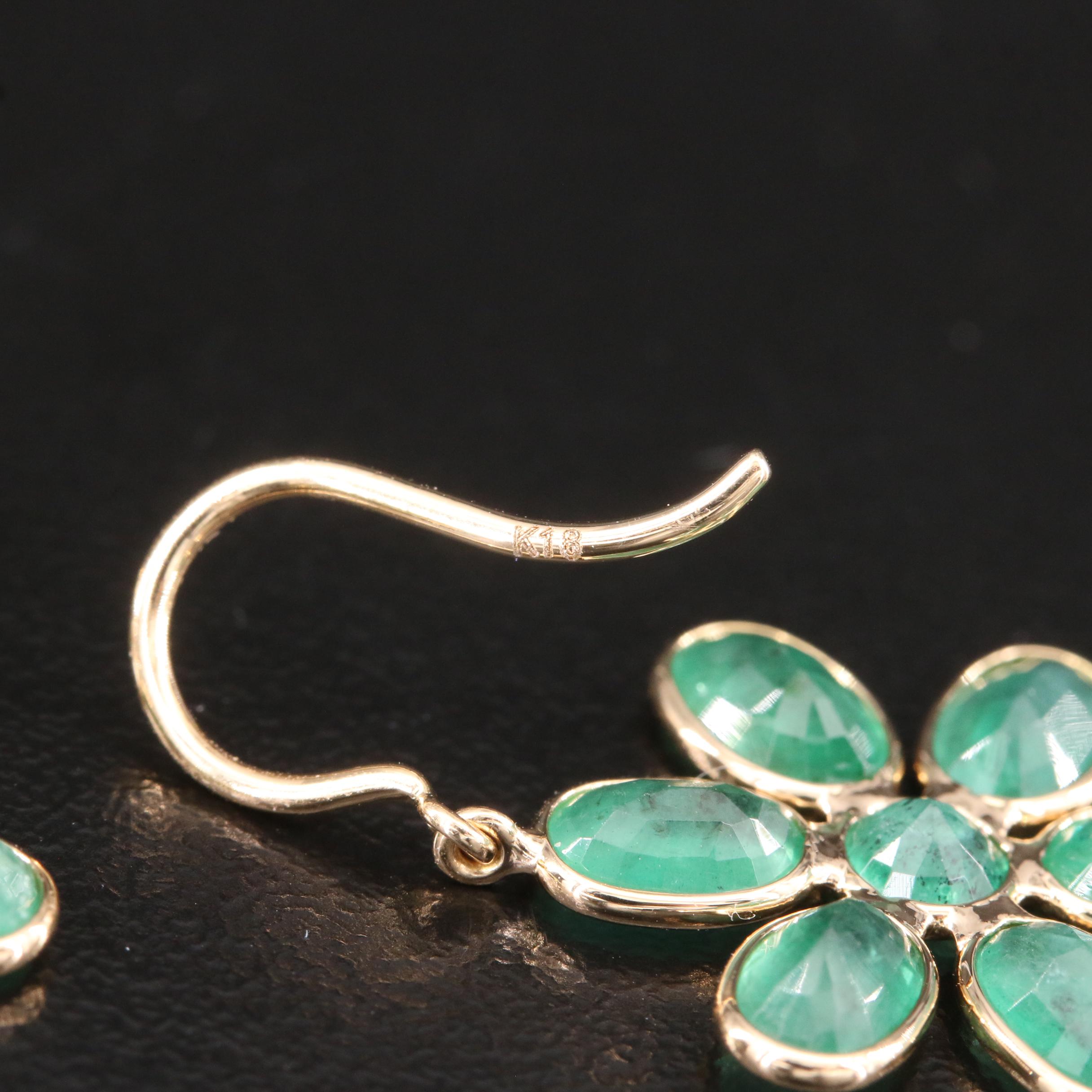 18K Emerald Flower Earrings