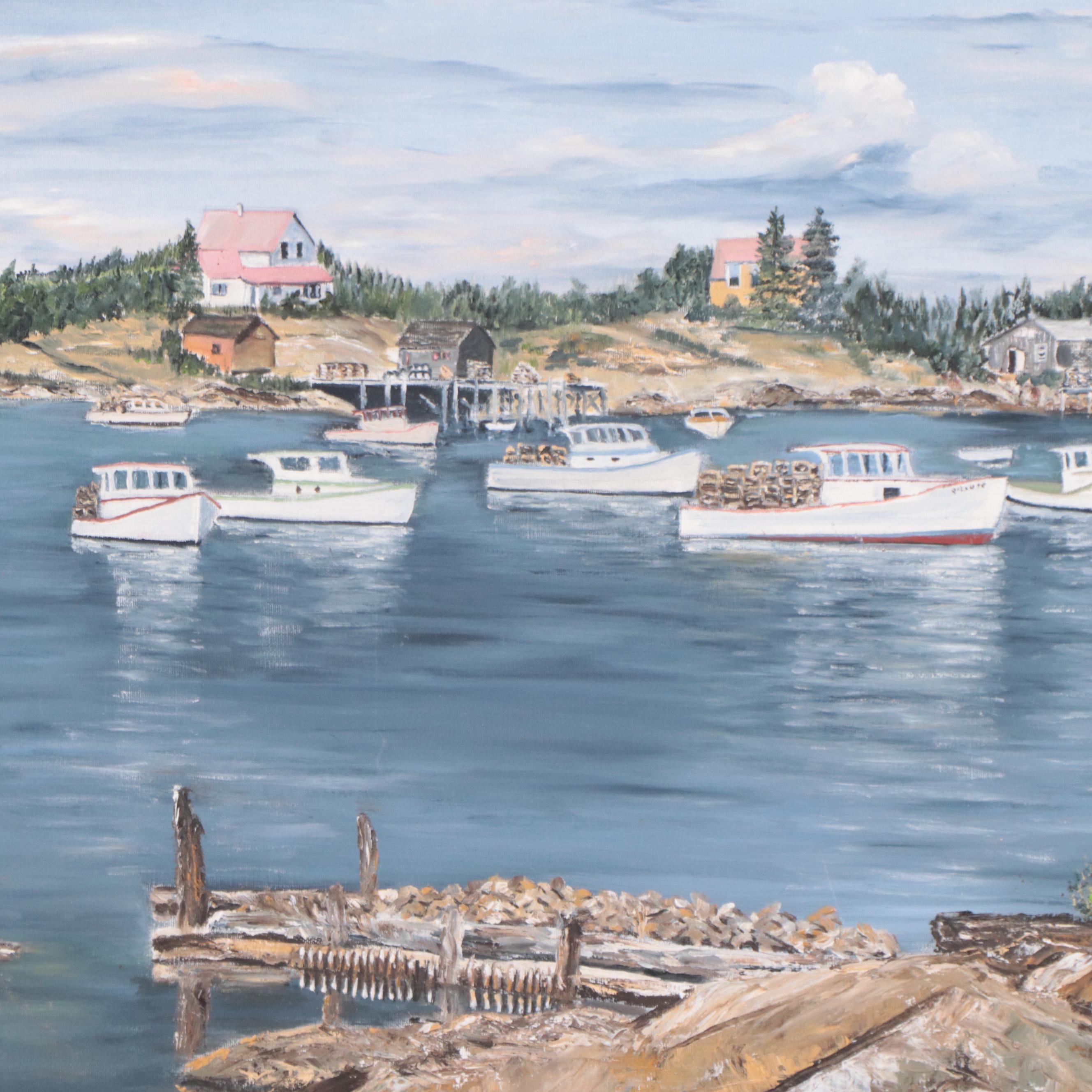 Thelma Peterson Oil Painting "Busy Harbor"