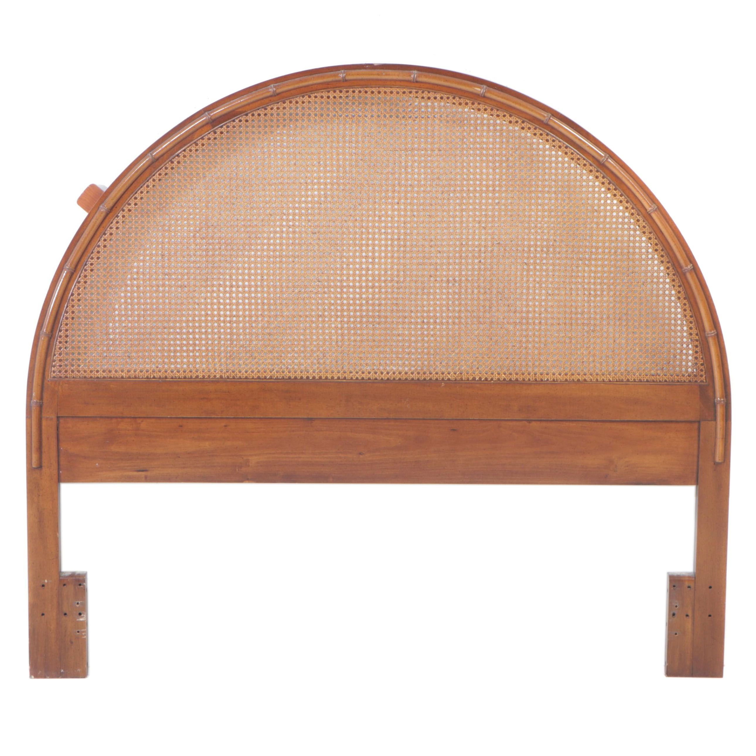 Simulated Bamboo and Caned Full/Queen Size Headboard, Mid to Late 20th Century