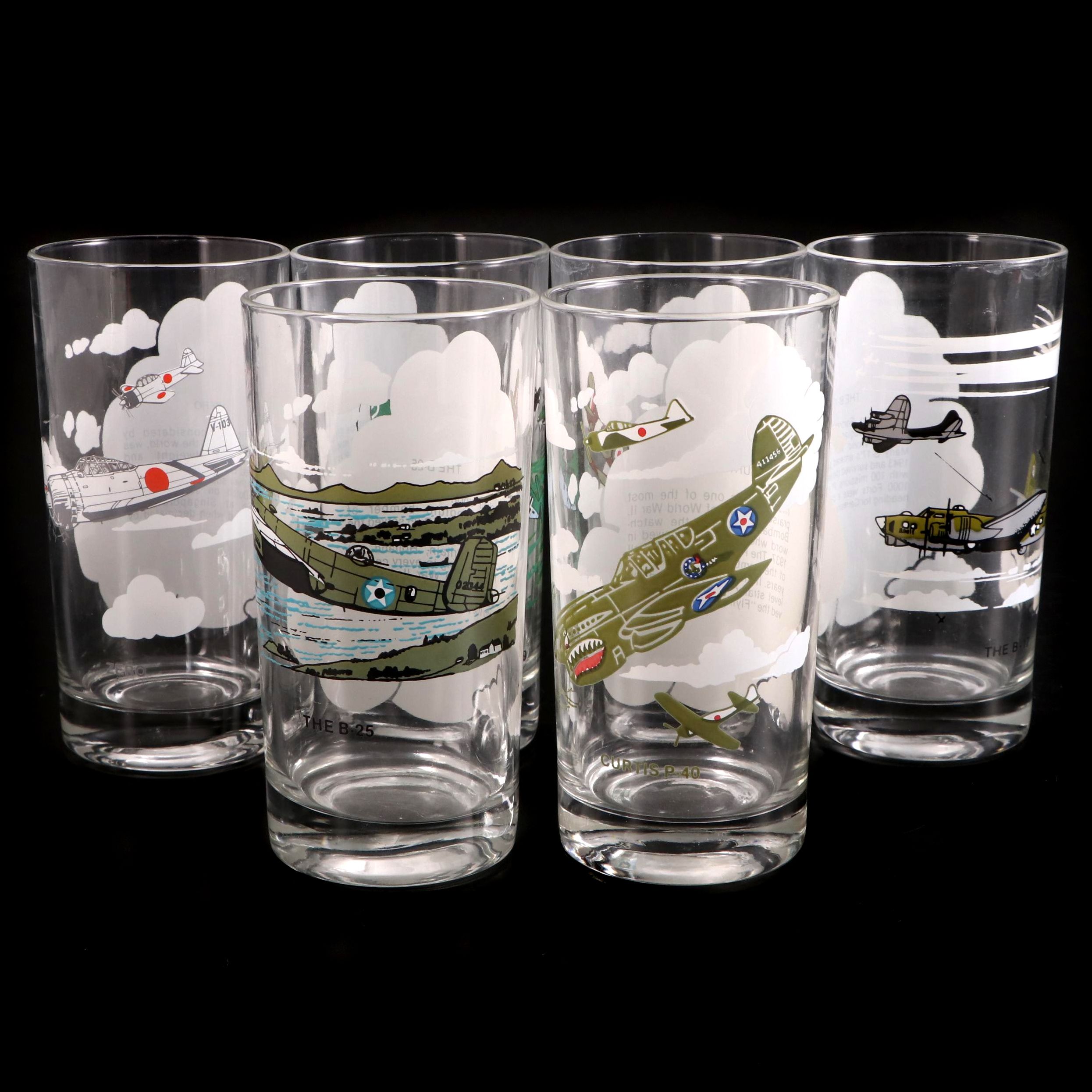 B-52 and Other World War II Fighter Plane Glass Tumblers