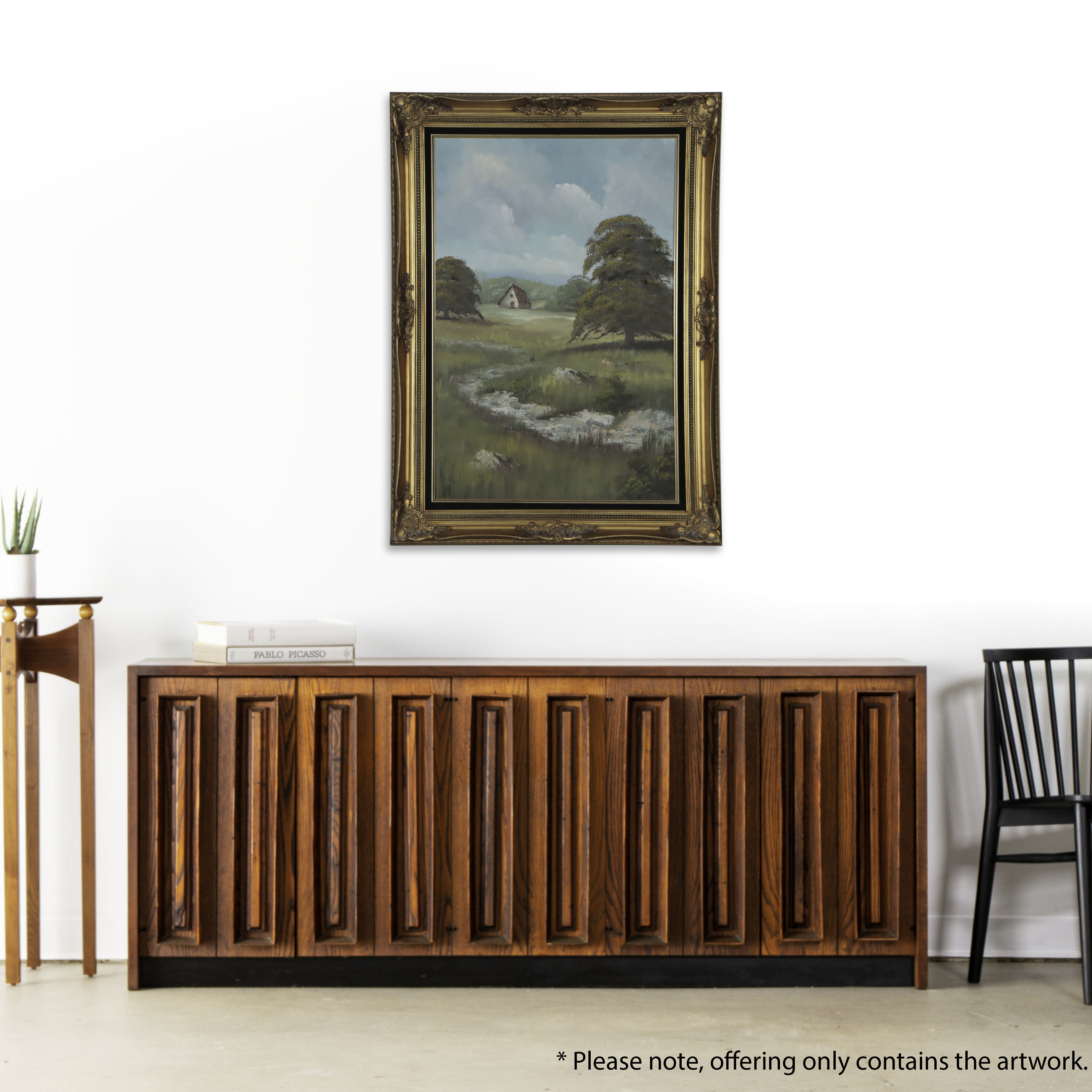 Countryside Landscape Oil Painting, Late 20th Century