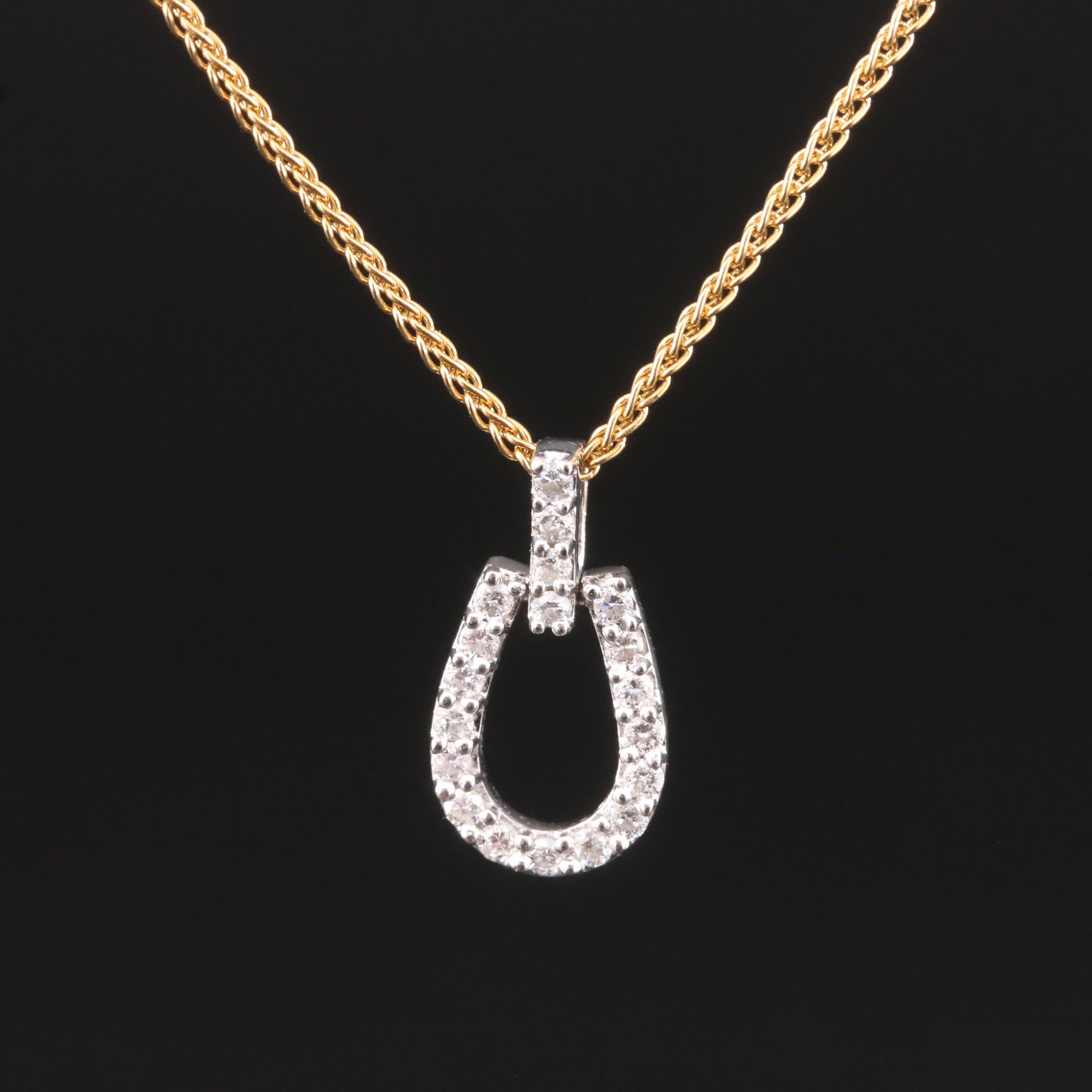18K 0.30 CTW Diamond Pendant on UnoAErre Wheat Chain