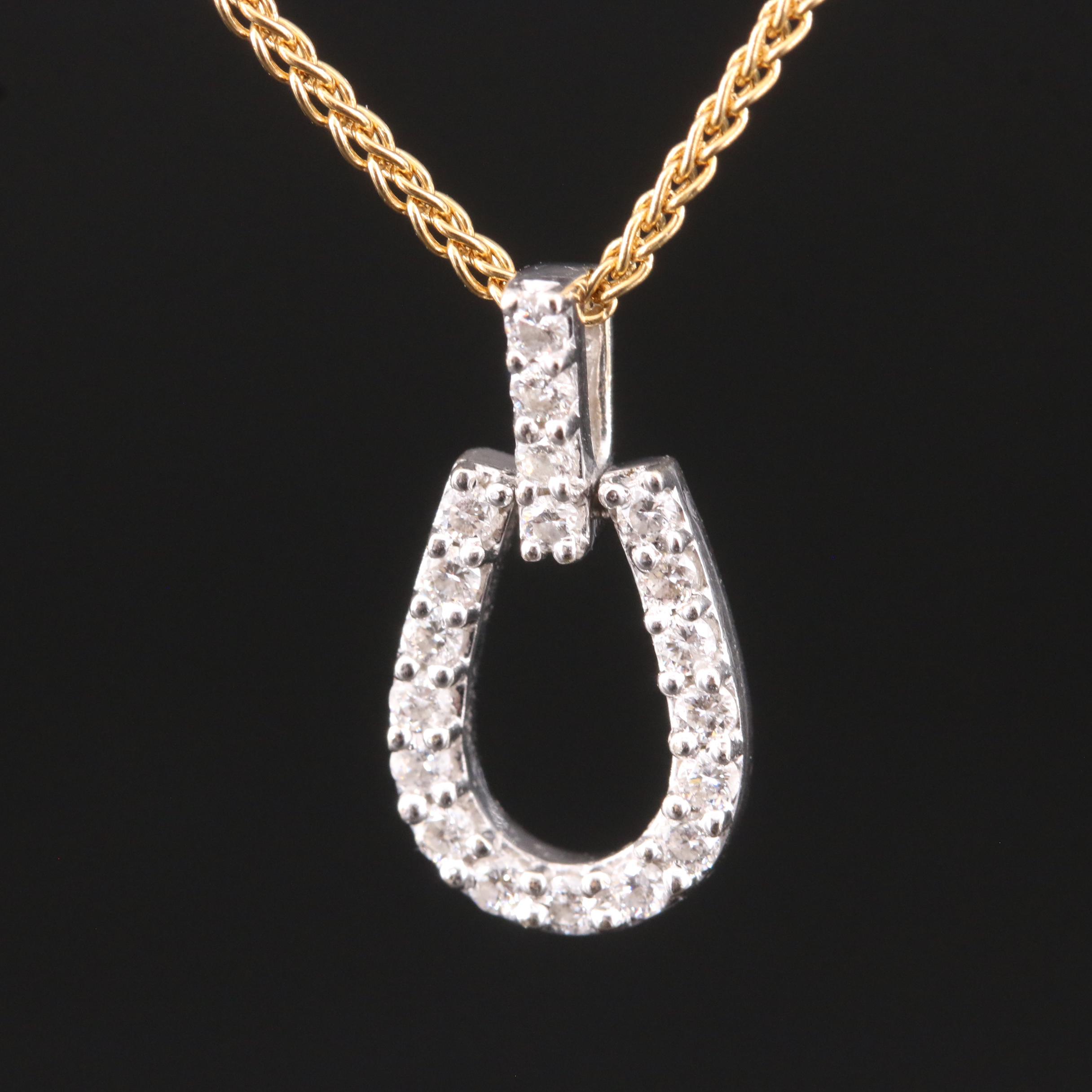 18K 0.30 CTW Diamond Pendant on UnoAErre Wheat Chain