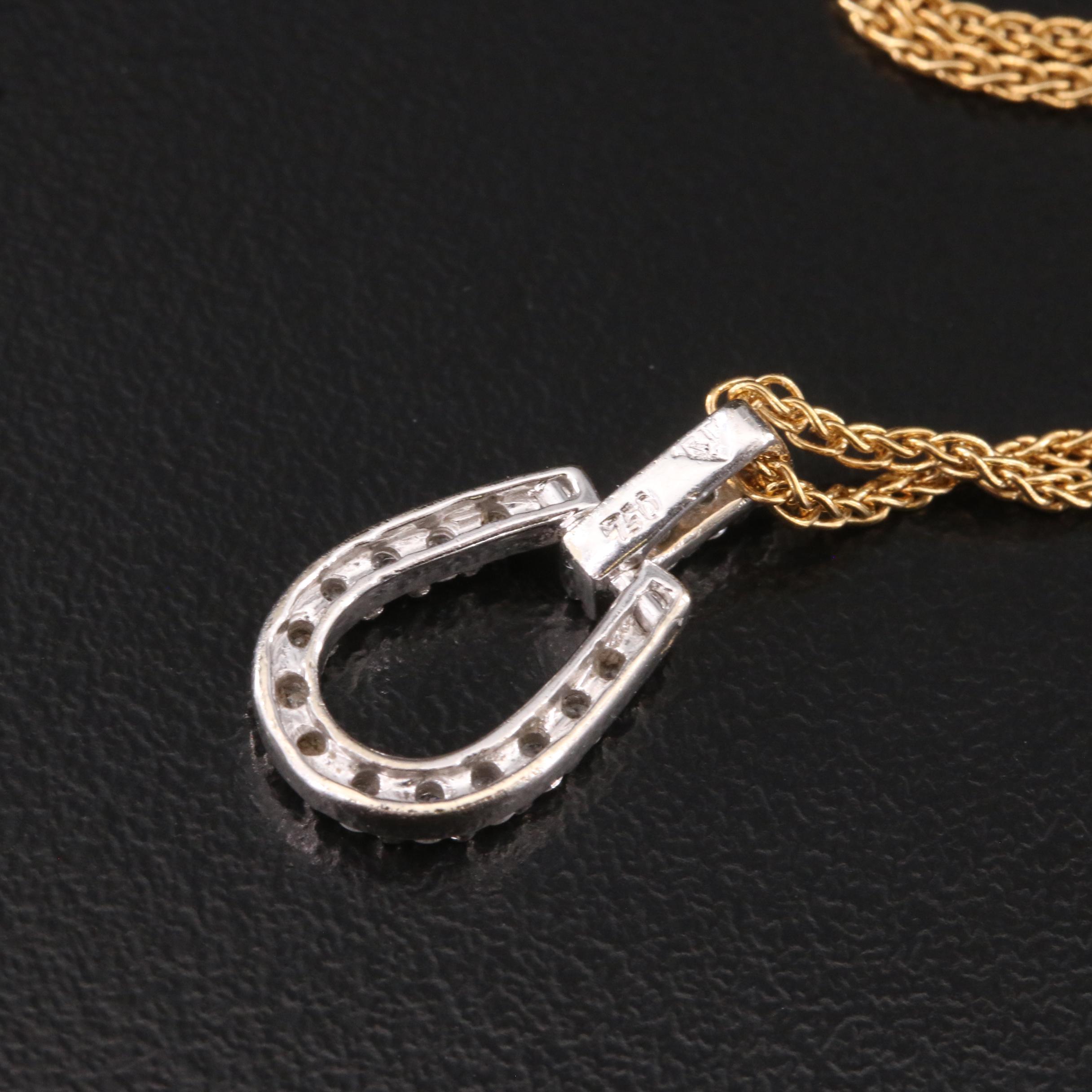 18K 0.30 CTW Diamond Pendant on UnoAErre Wheat Chain