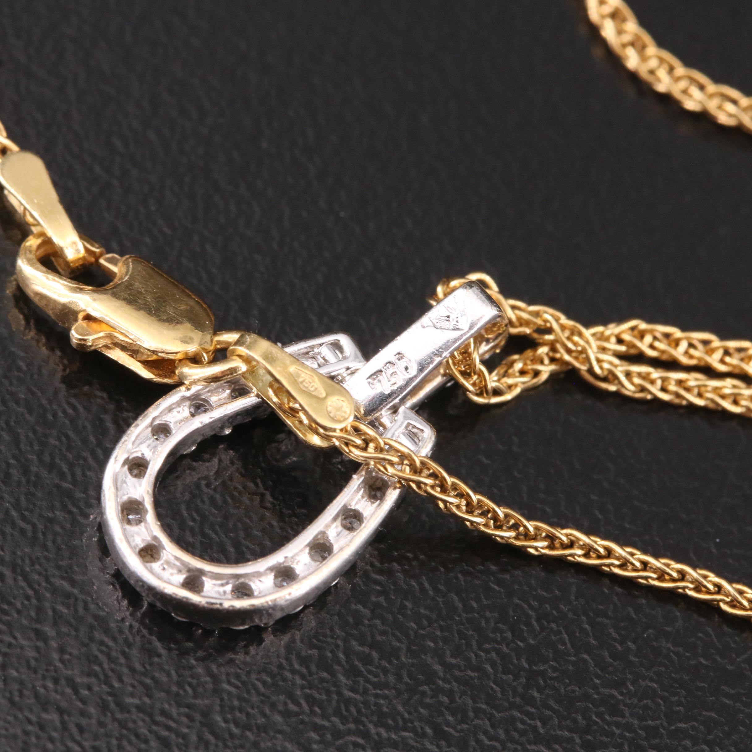 18K 0.30 CTW Diamond Pendant on UnoAErre Wheat Chain