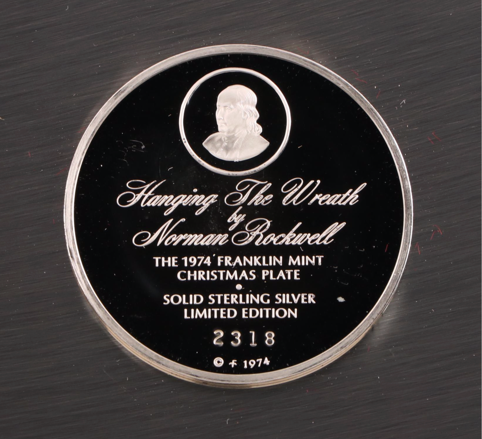 Franklin Mint "Hanging the Wreath" and "Home for Christmas" Sterling Plates