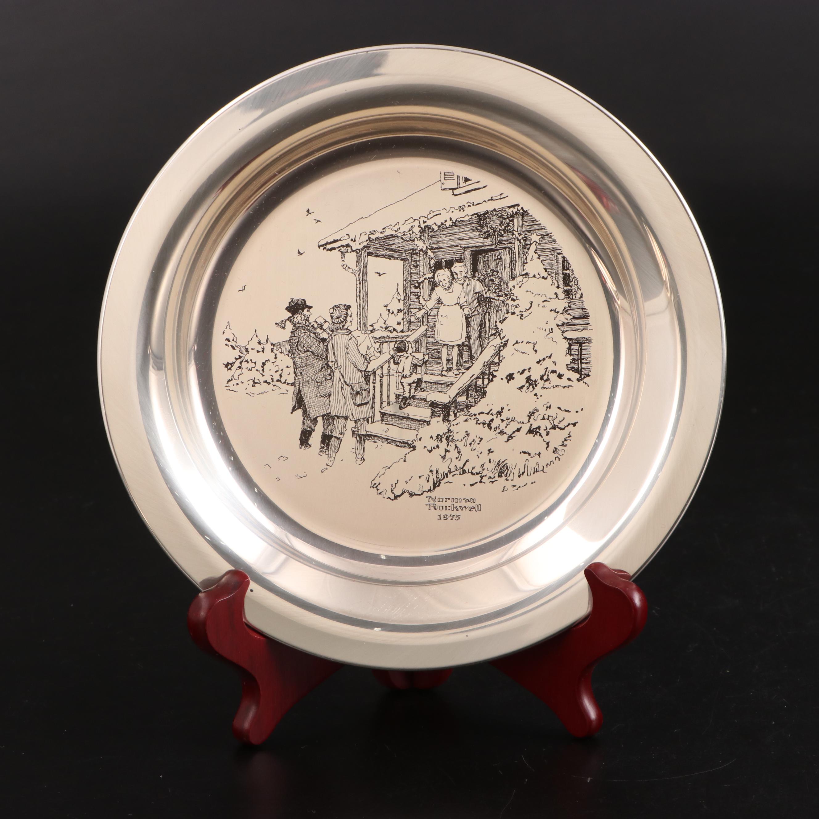 Franklin Mint "Hanging the Wreath" and "Home for Christmas" Sterling Plates