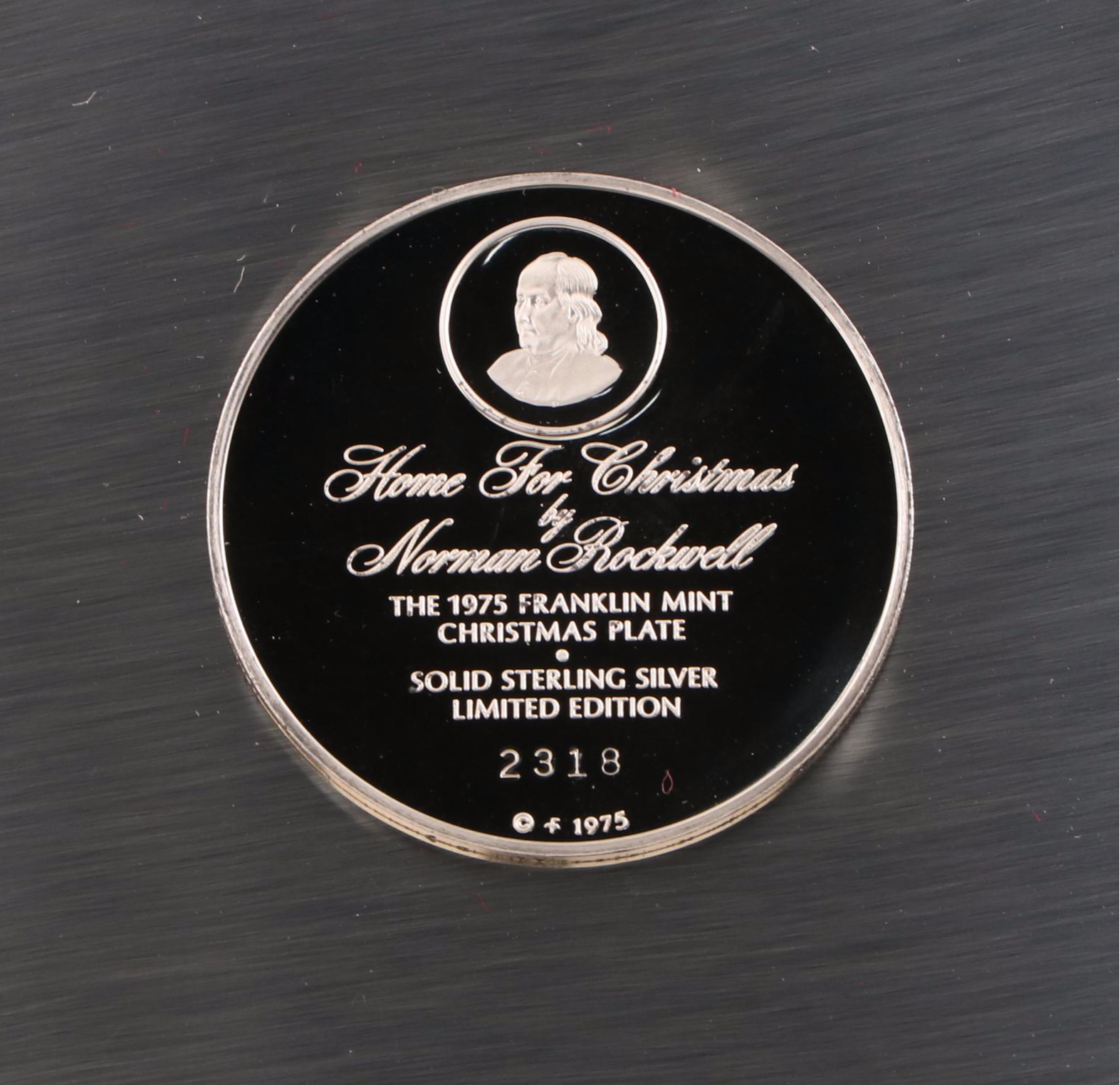 Franklin Mint "Hanging the Wreath" and "Home for Christmas" Sterling Plates