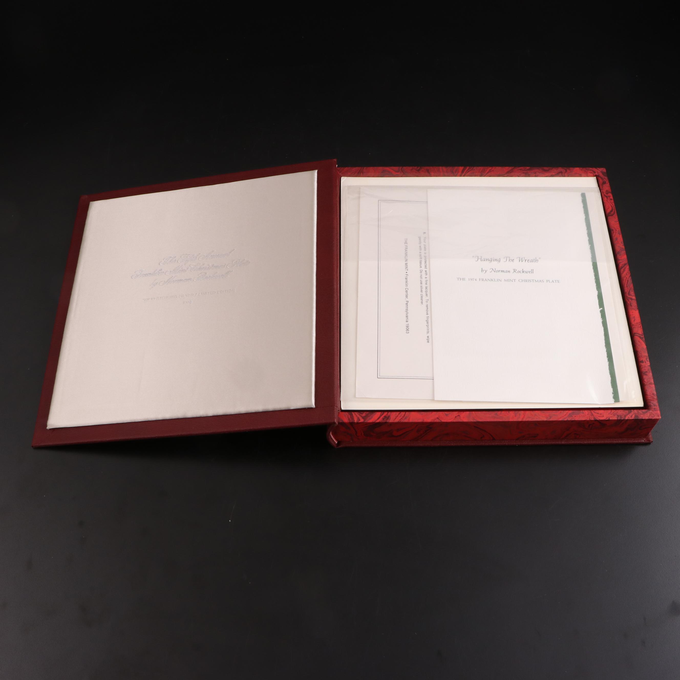 Franklin Mint "Hanging the Wreath" and "Home for Christmas" Sterling Plates