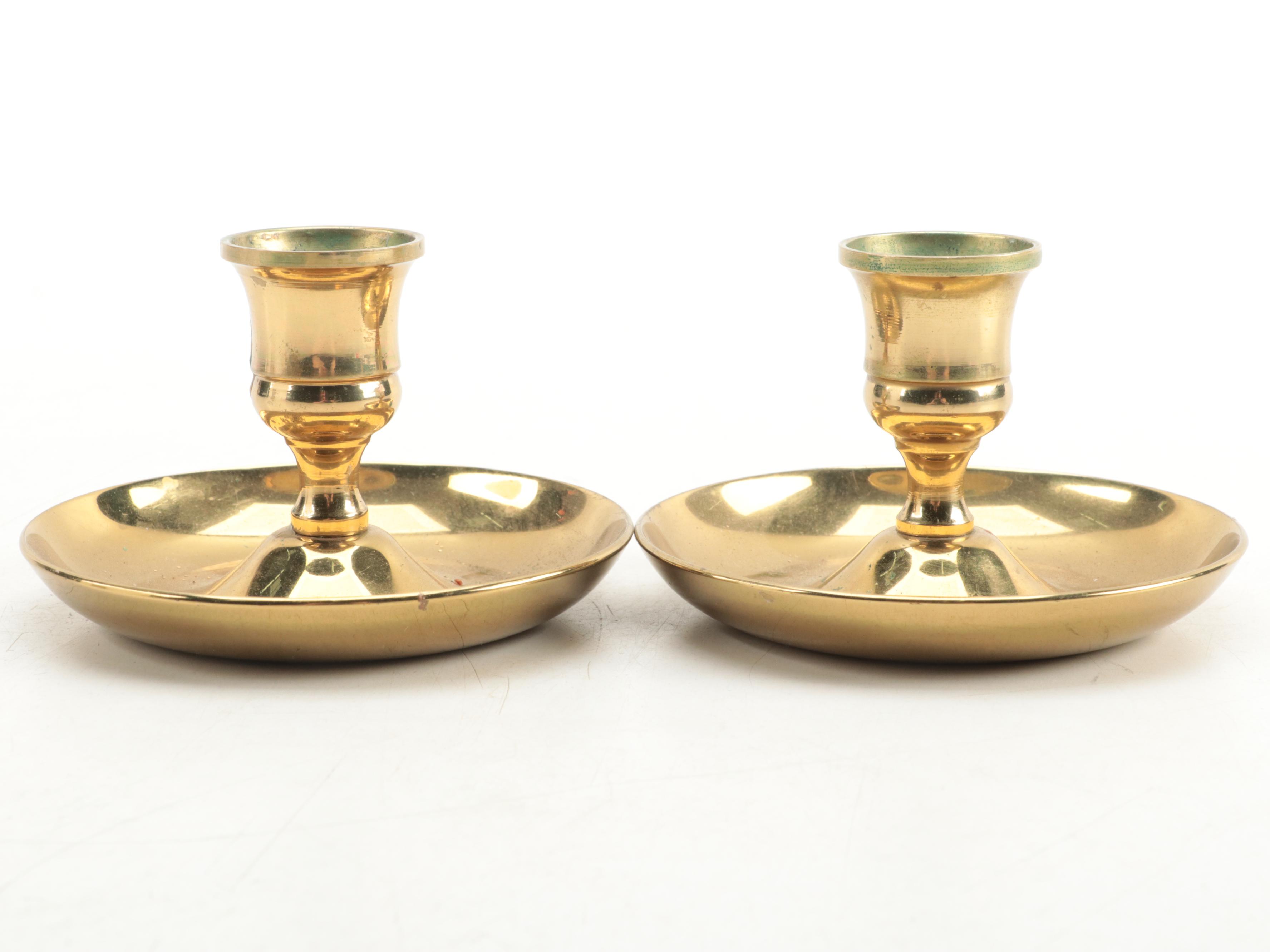 Brass Fire Starter, Squeeze Bulb Car Horn and Candlesticks with Other Items