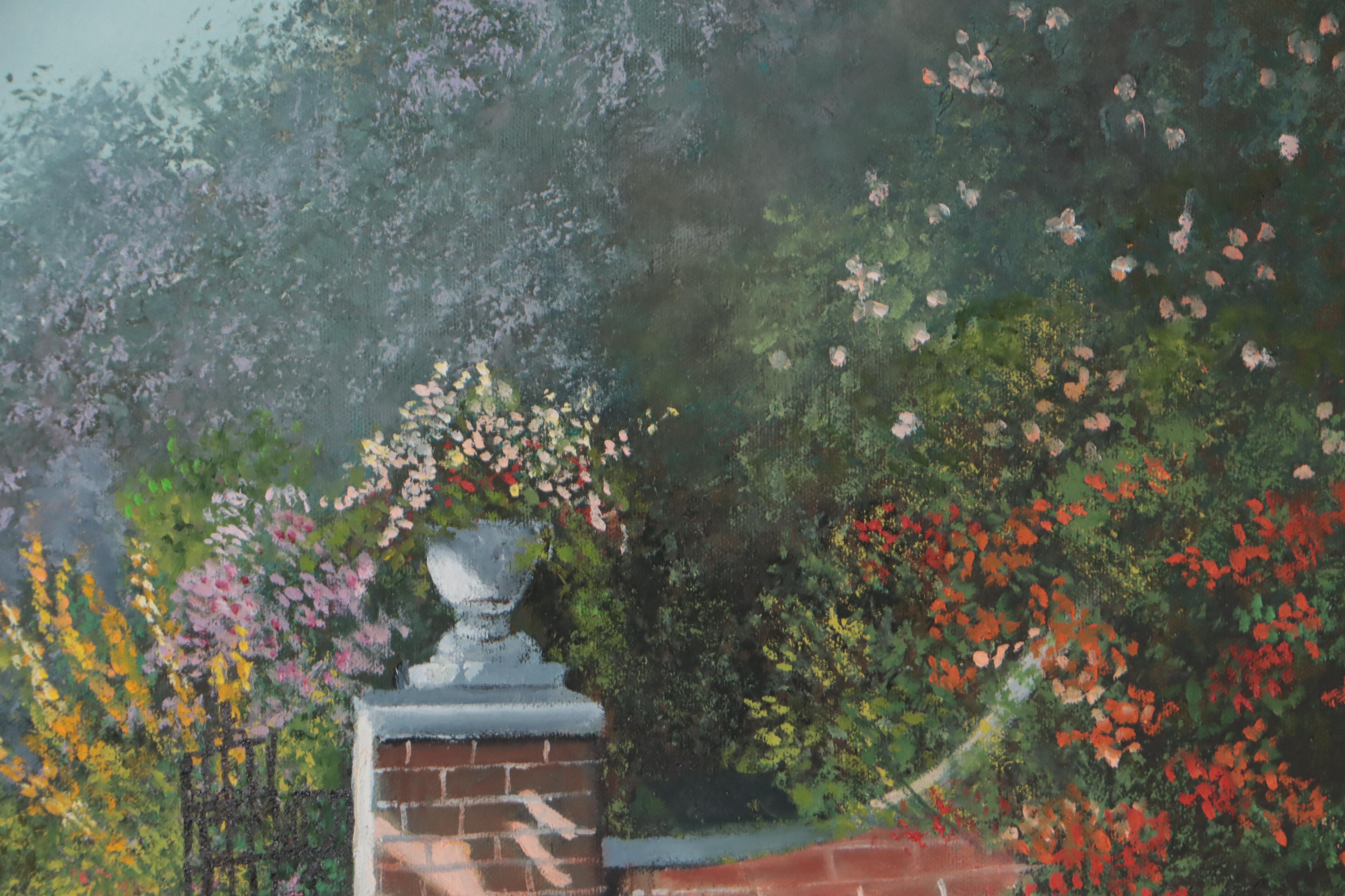 Oil Painting of Lush Garden, 21st Century