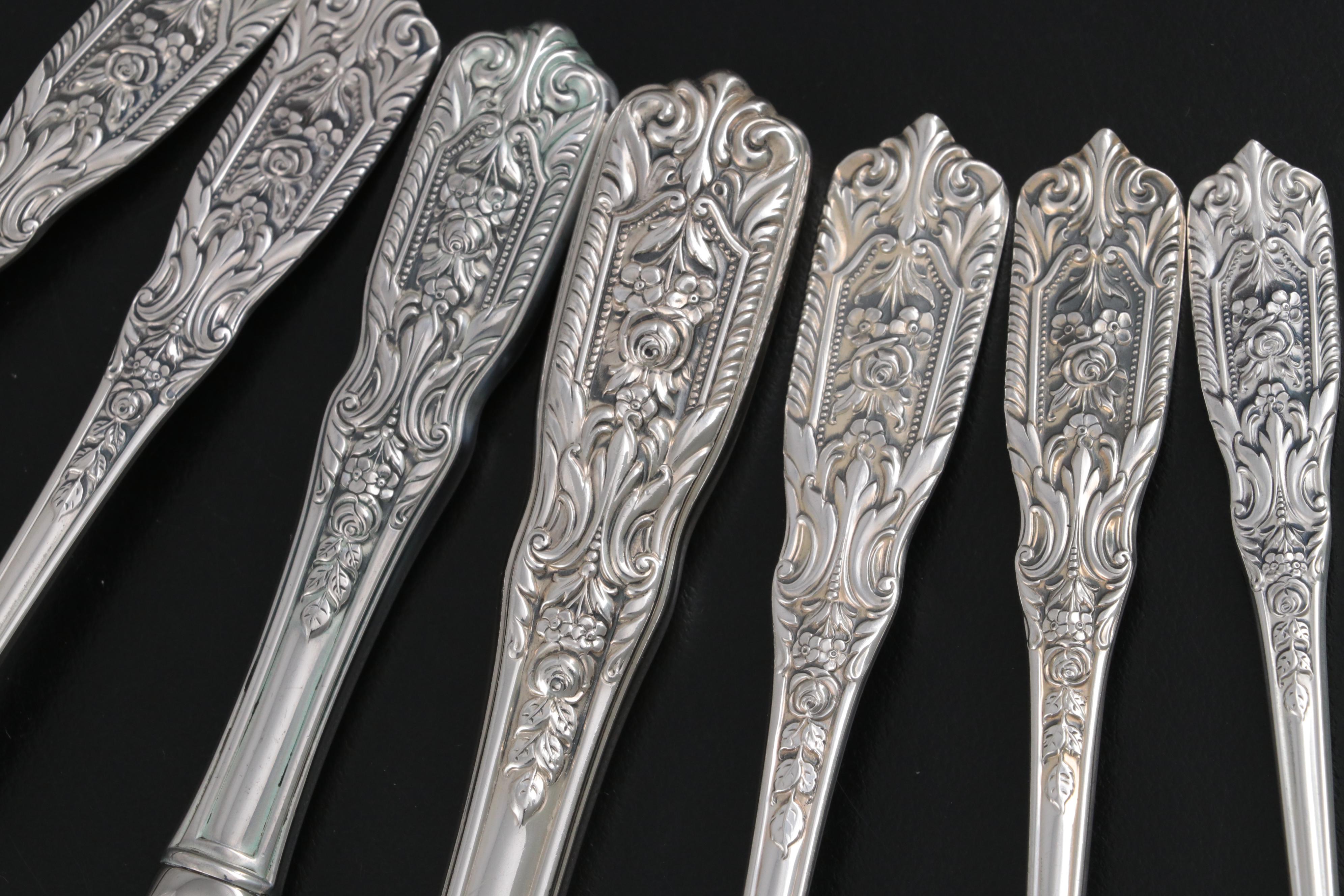 Westmorland "Milburn Rose" Sterling Silver Flatware, Mid to Late 20th Century