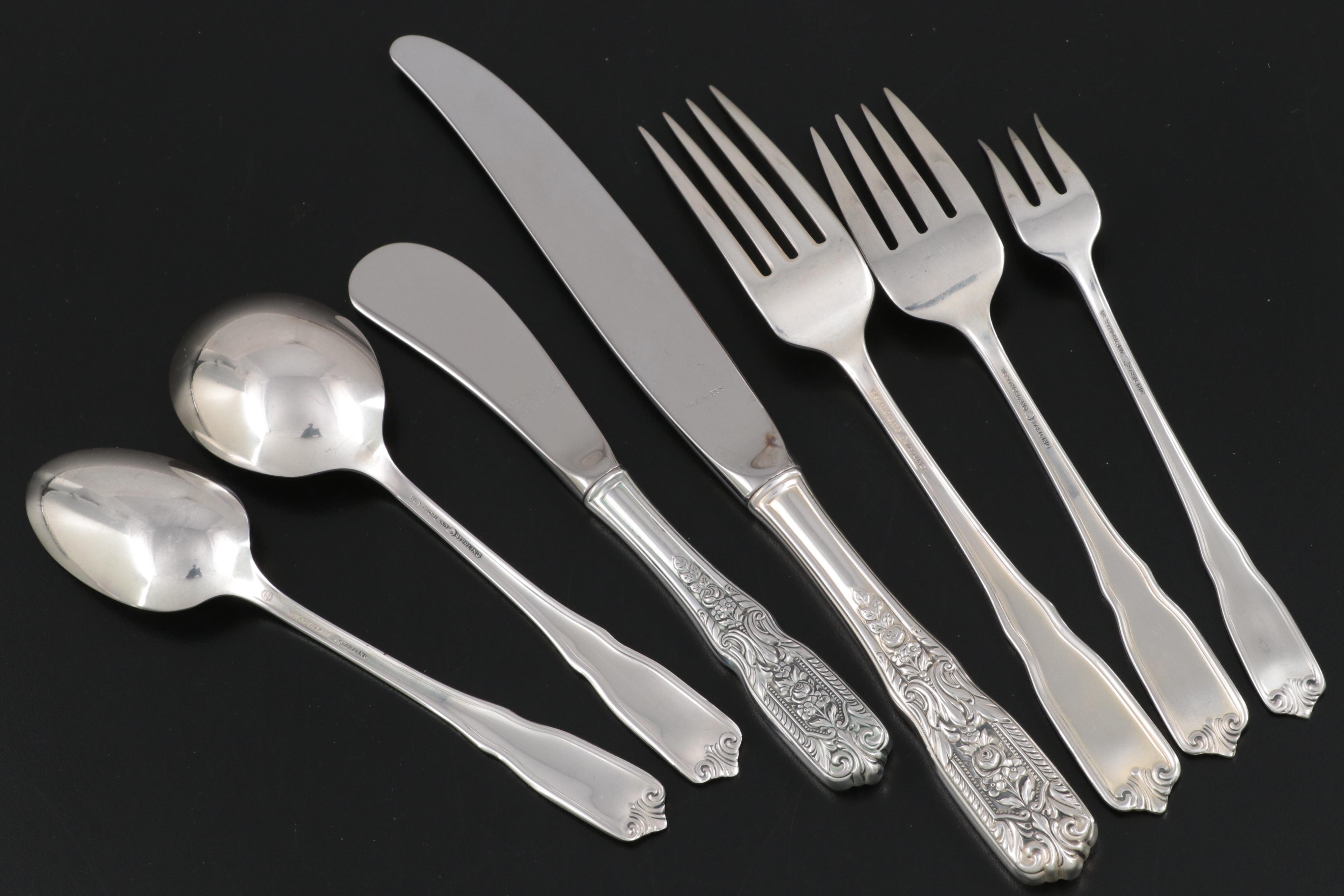 Westmorland "Milburn Rose" Sterling Silver Flatware, Mid to Late 20th Century