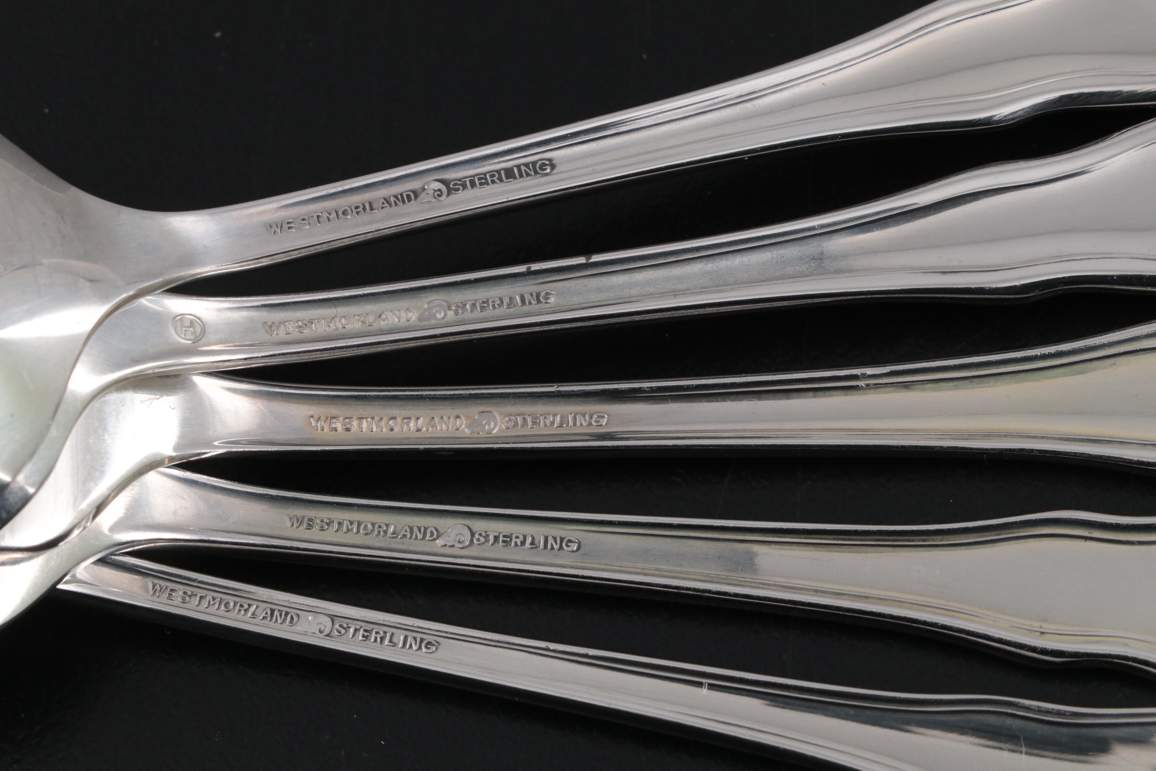 Westmorland "Milburn Rose" Sterling Silver Flatware, Mid to Late 20th Century