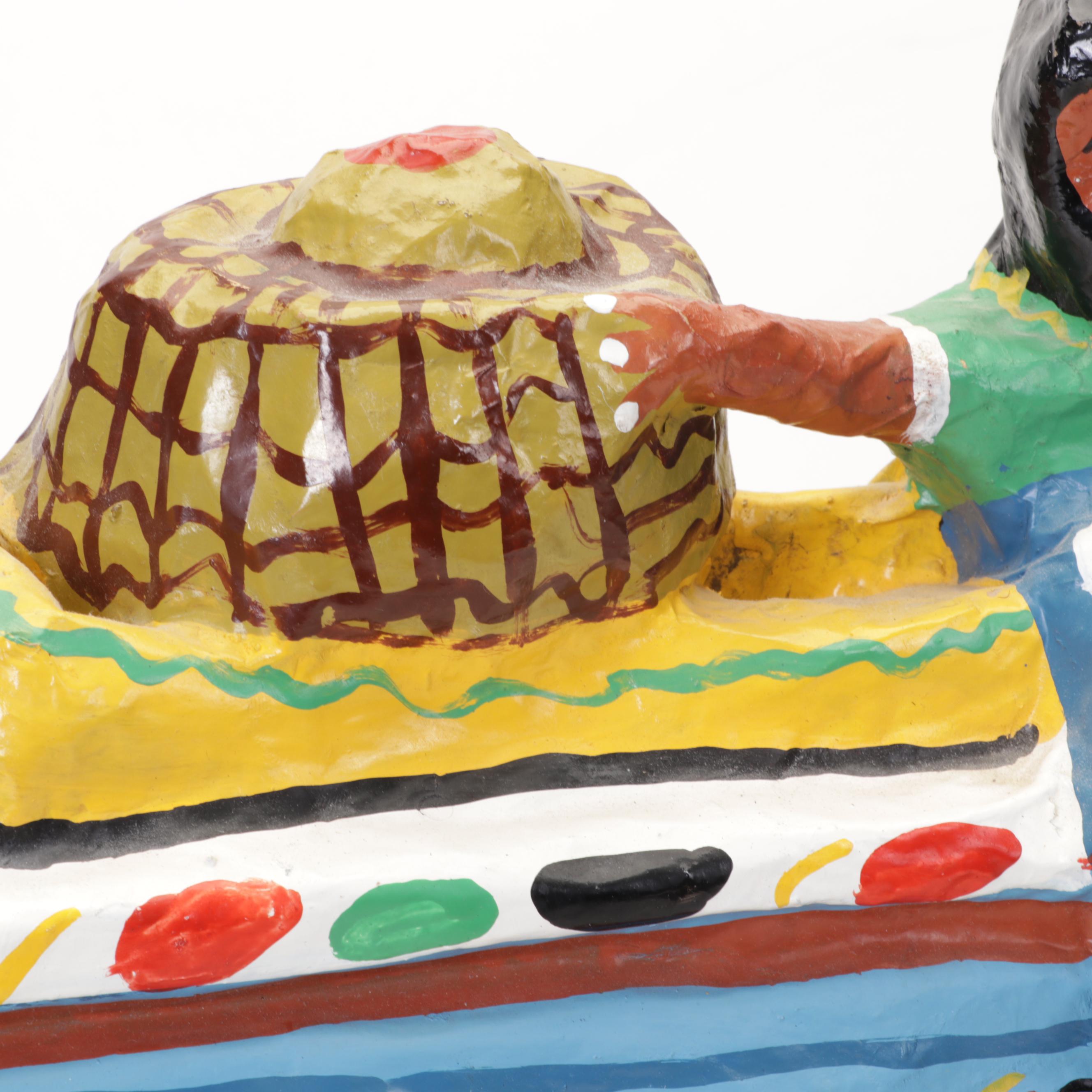 Central American Folk Art Hand-Painted Papier-Mâché Hanging Sculpture