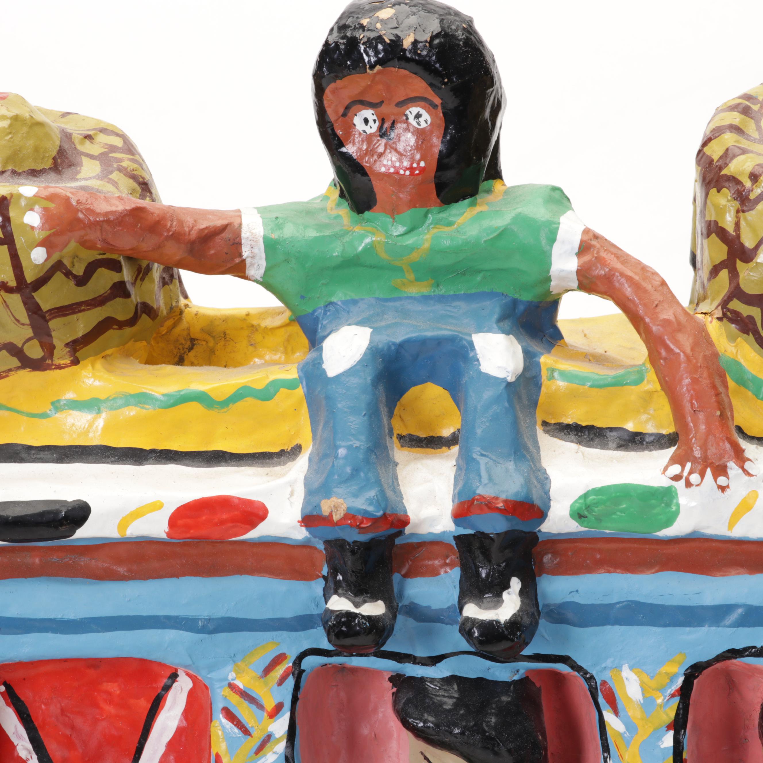 Central American Folk Art Hand-Painted Papier-Mâché Hanging Sculpture
