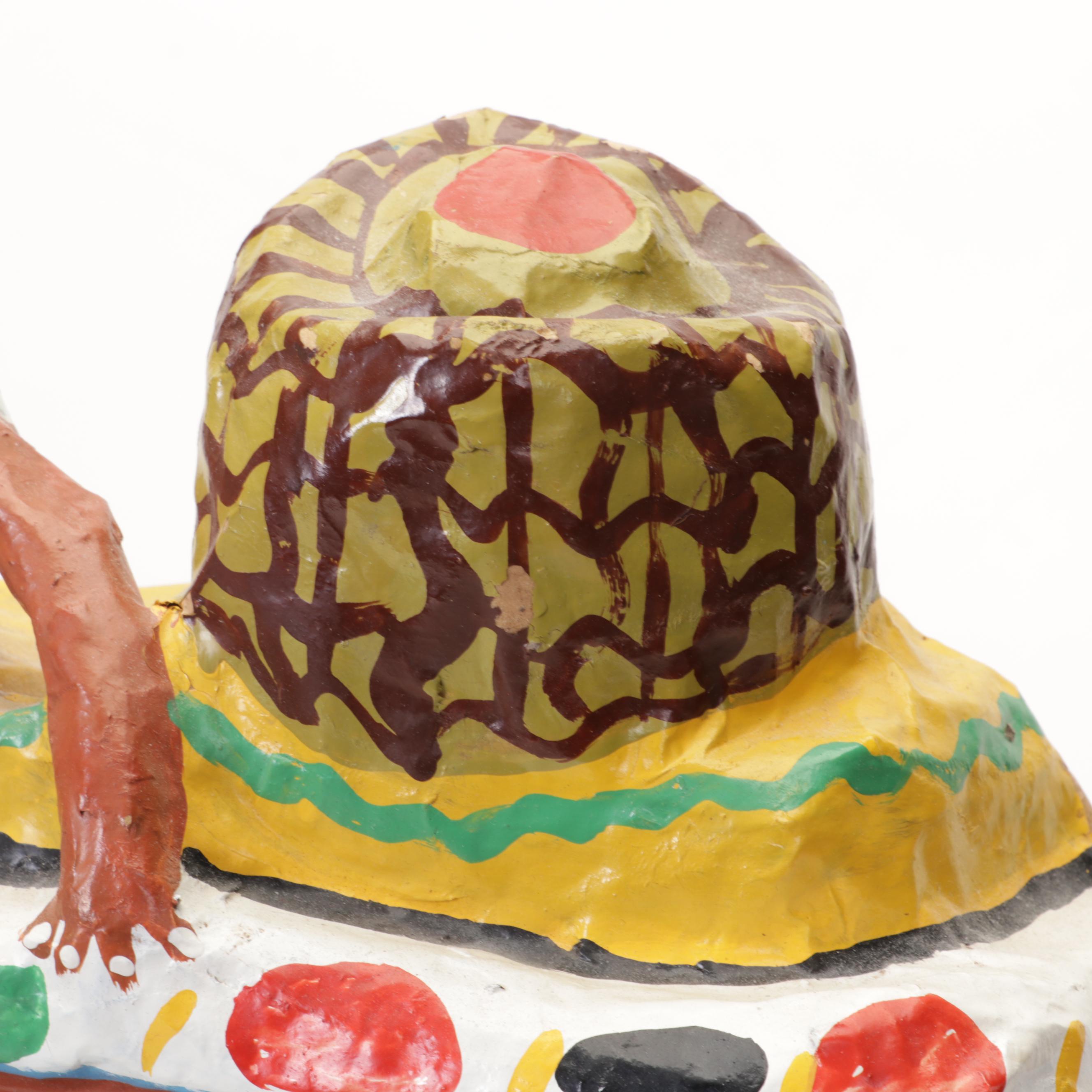 Central American Folk Art Hand-Painted Papier-Mâché Hanging Sculpture