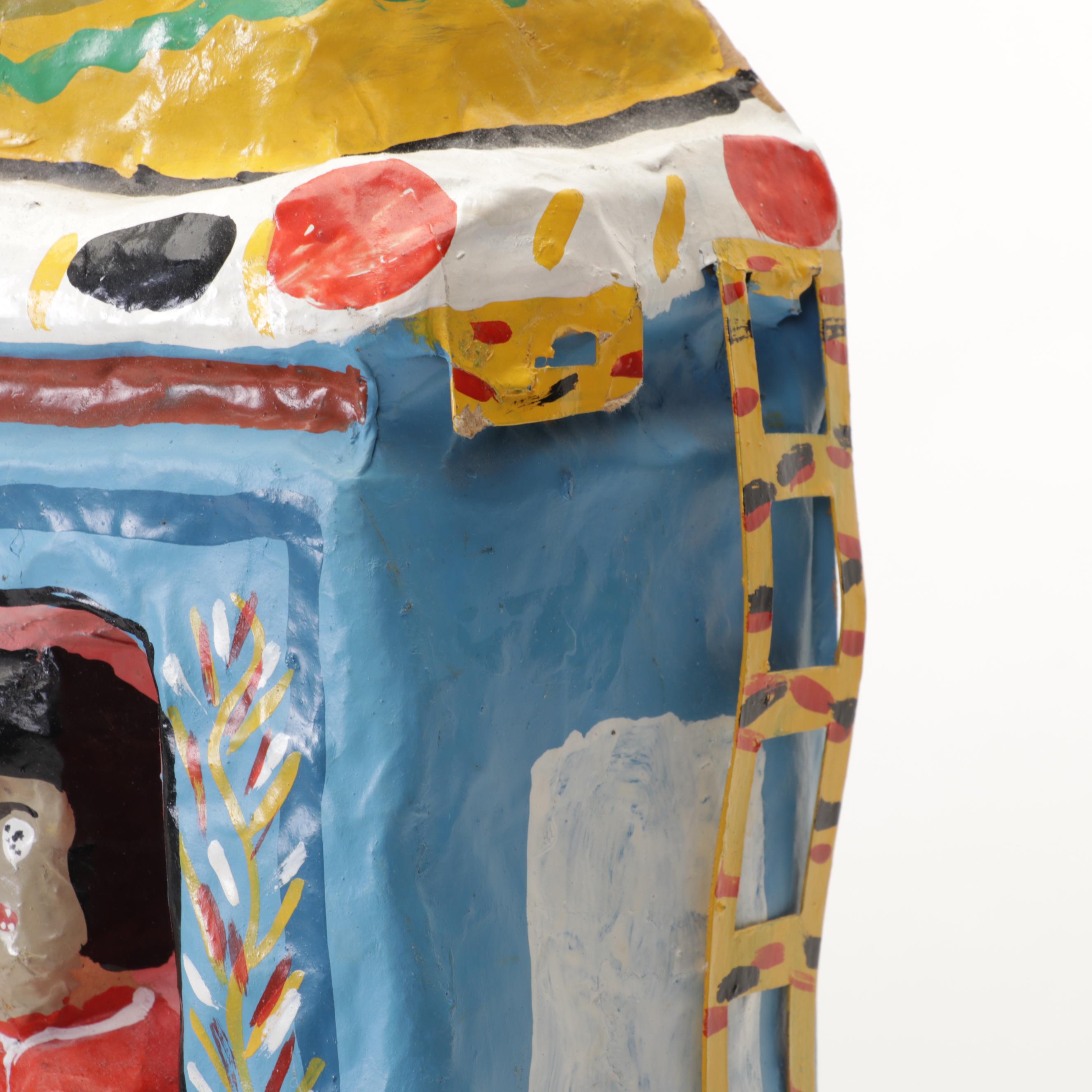 Central American Folk Art Hand-Painted Papier-Mâché Hanging Sculpture