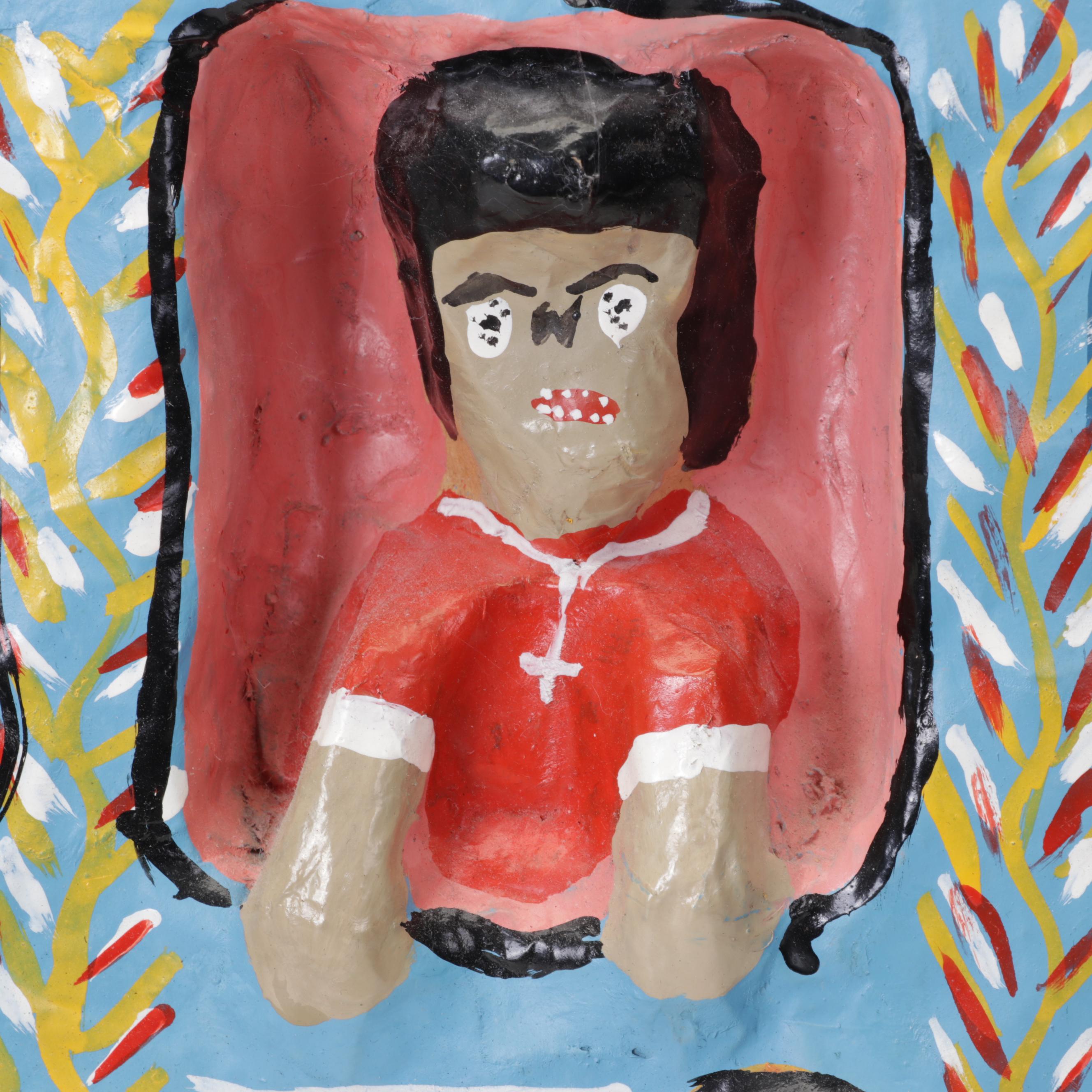 Central American Folk Art Hand-Painted Papier-Mâché Hanging Sculpture