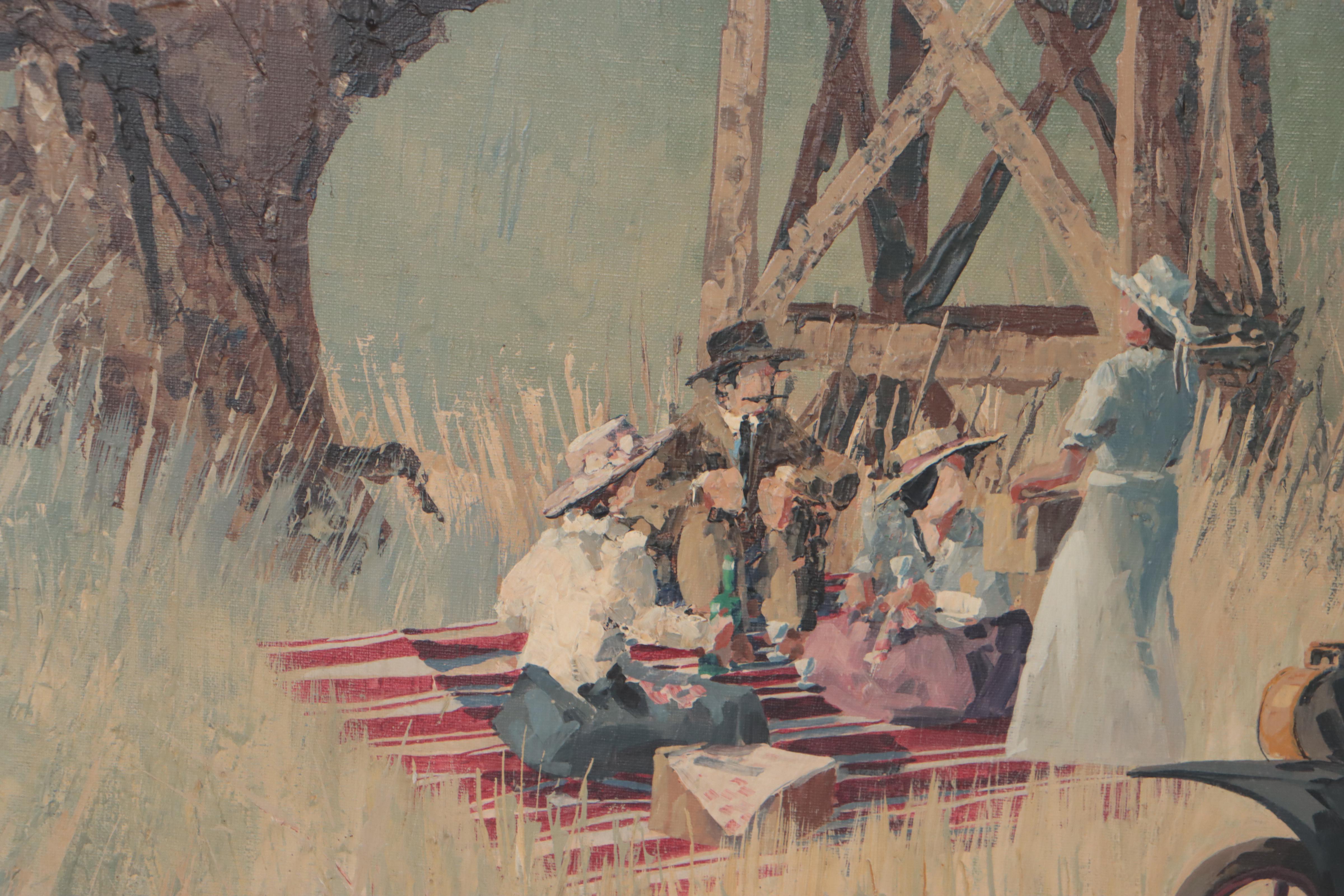Richard Bagguley Oil Painting of a Picnic