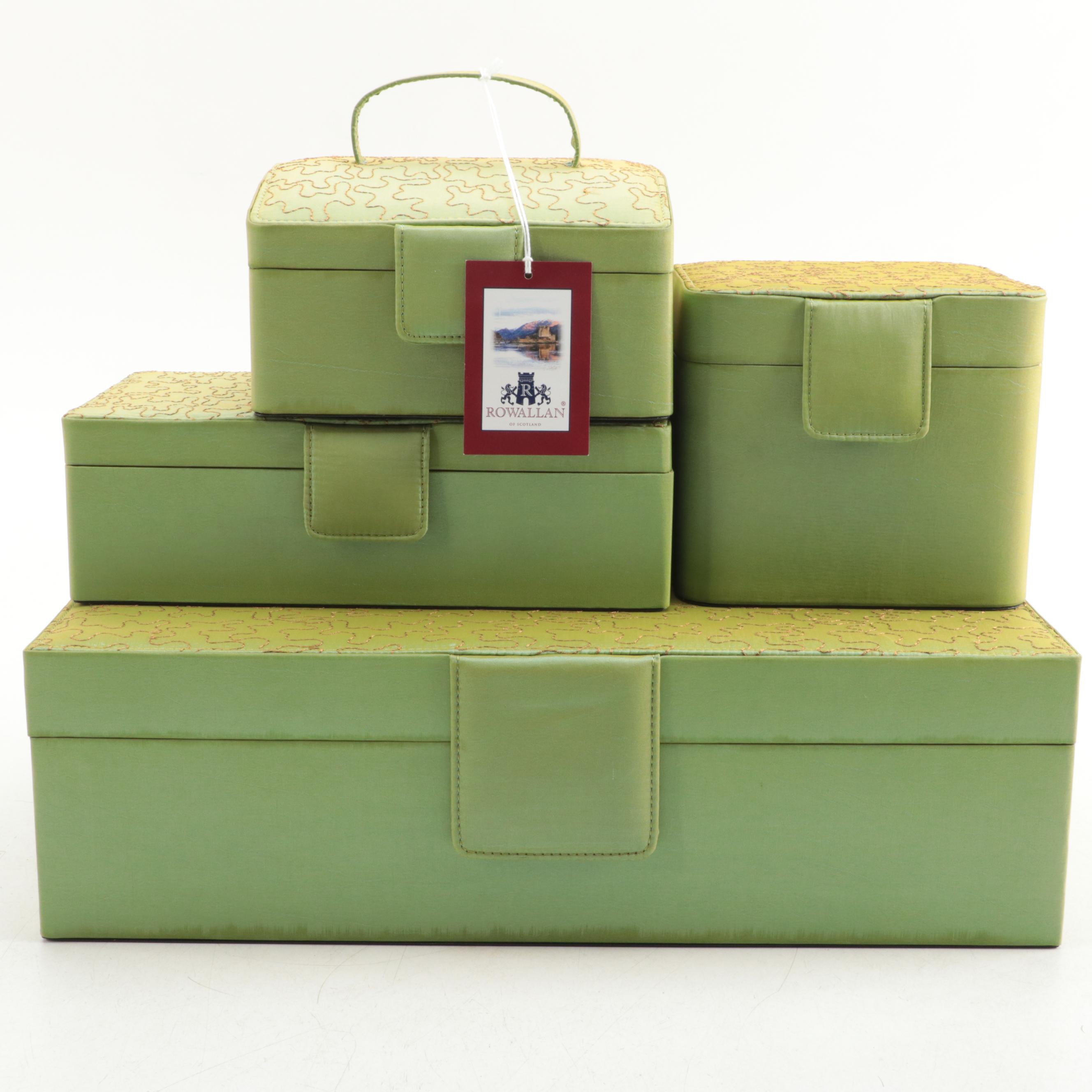 Rowallan of Scotland Peridot Polyester Jewelry Box Set and Train Case