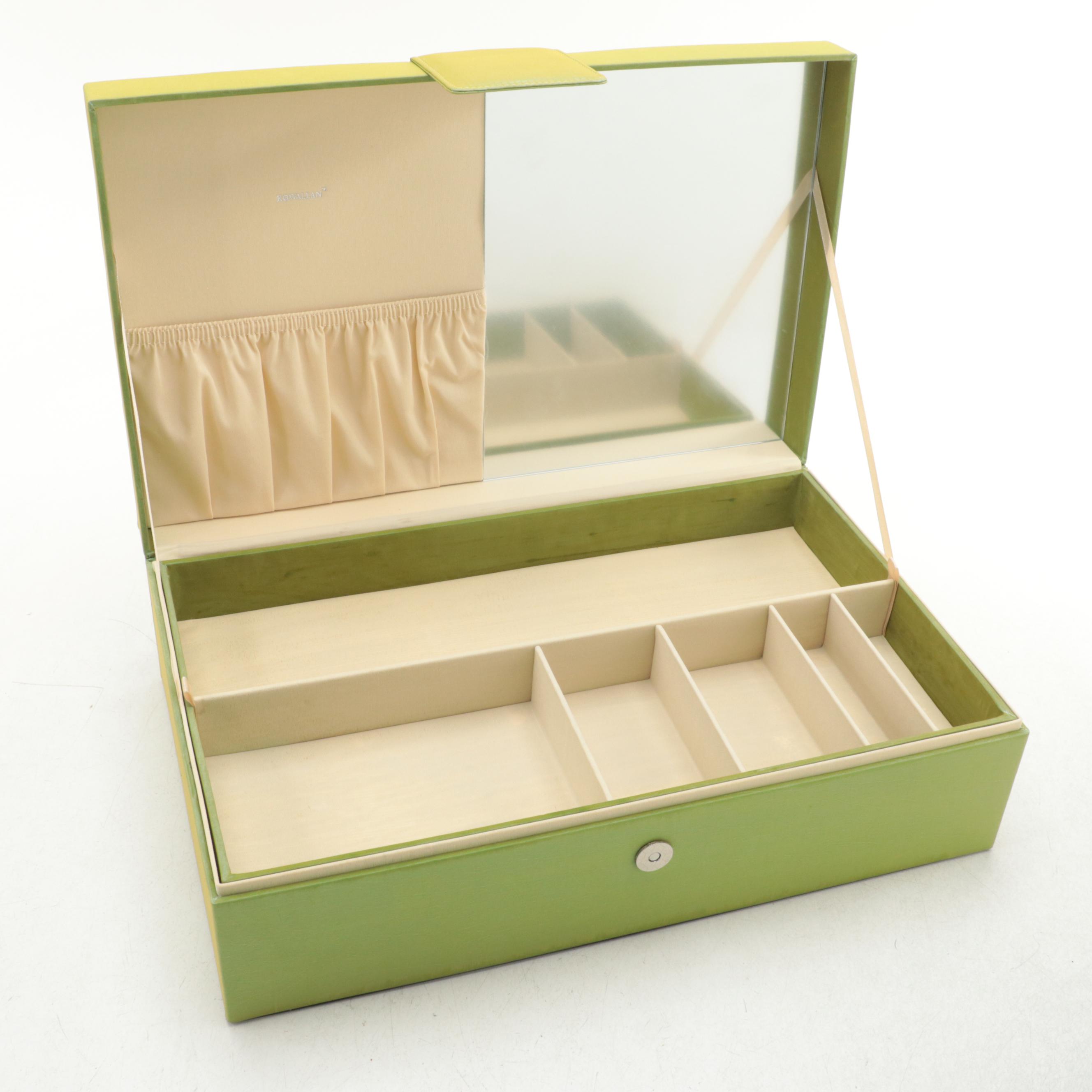 Rowallan of Scotland Peridot Polyester Jewelry Box Set and Train Case