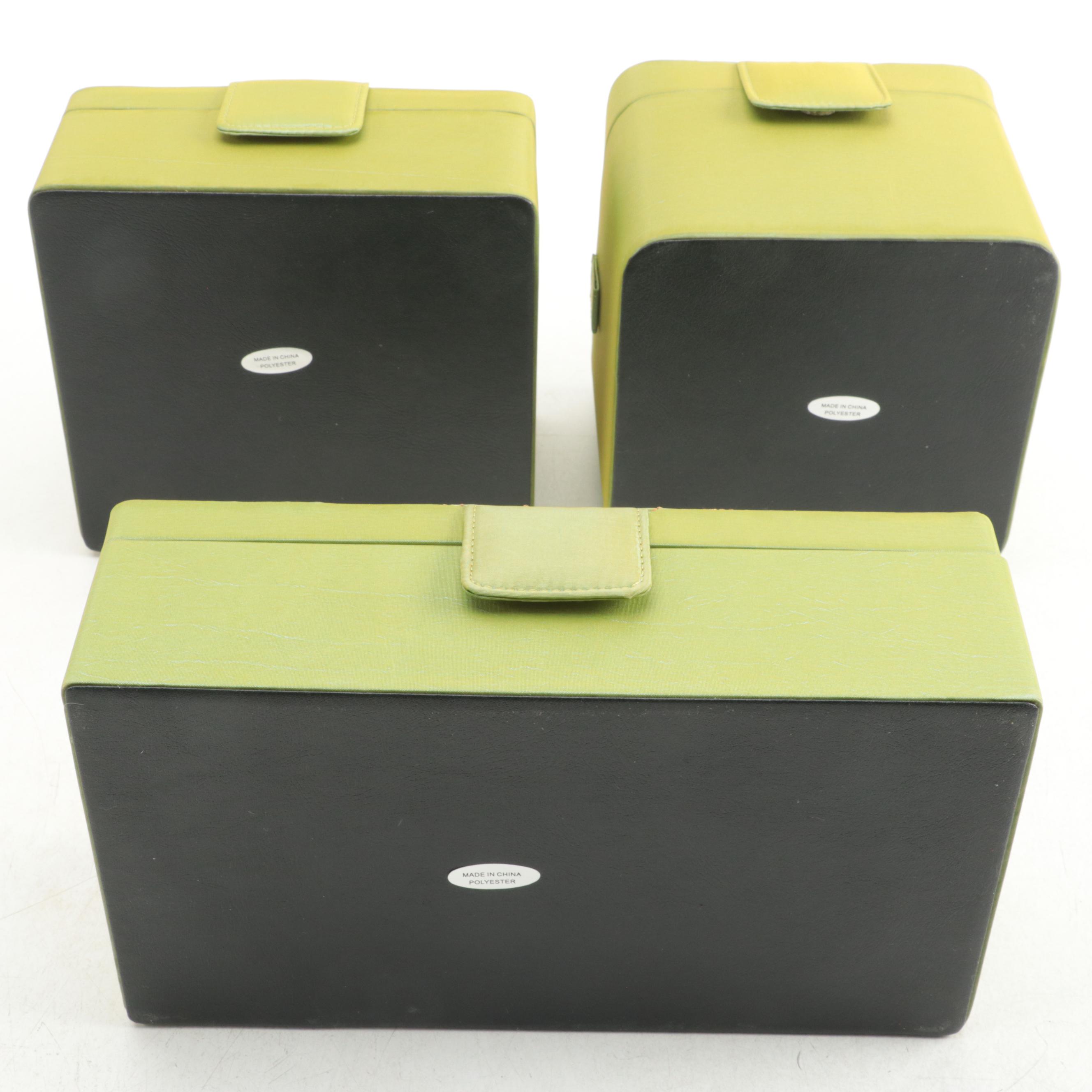 Rowallan of Scotland Peridot Polyester Jewelry Box Set and Train Case