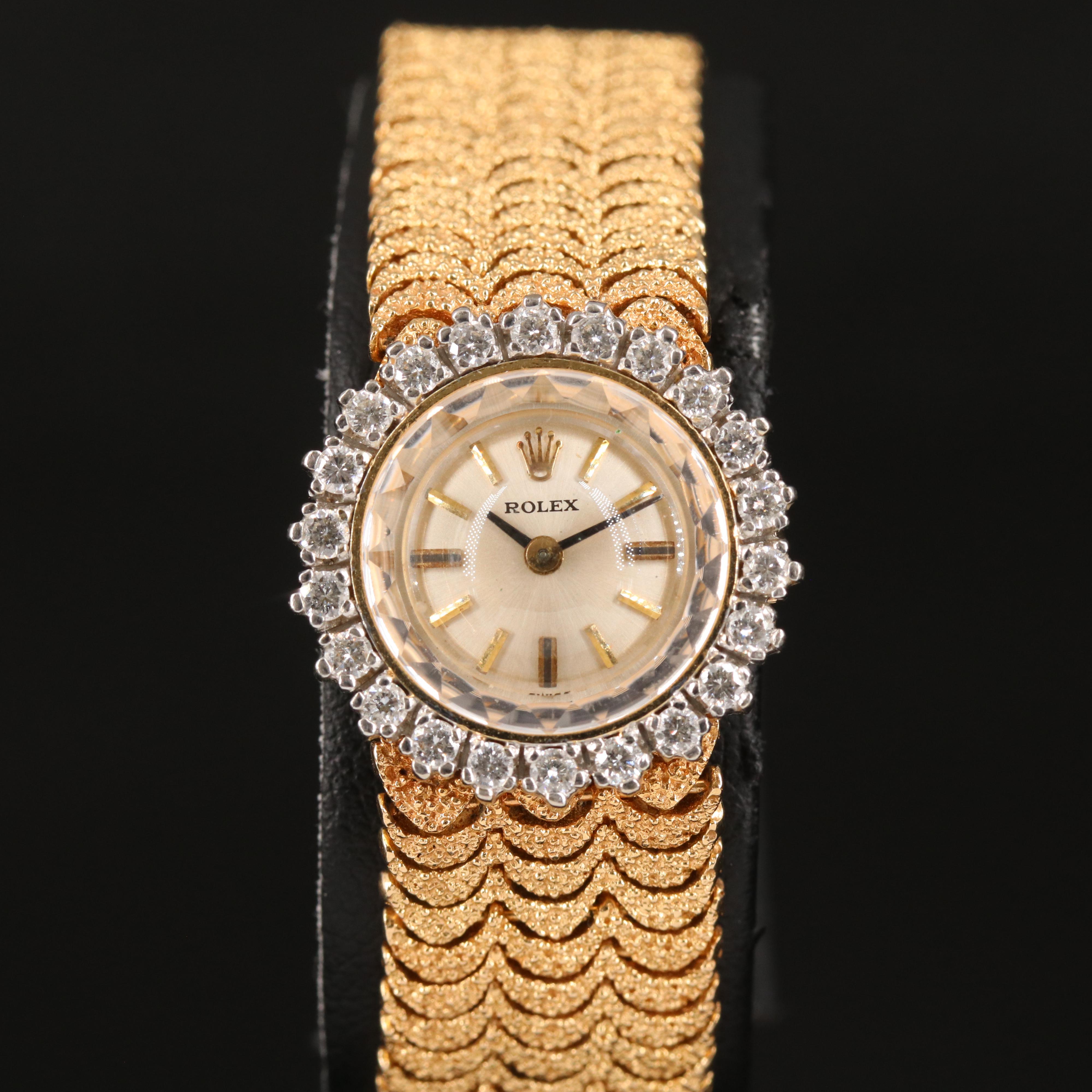 14K Rolex Orchid Diamond Bezel Watch