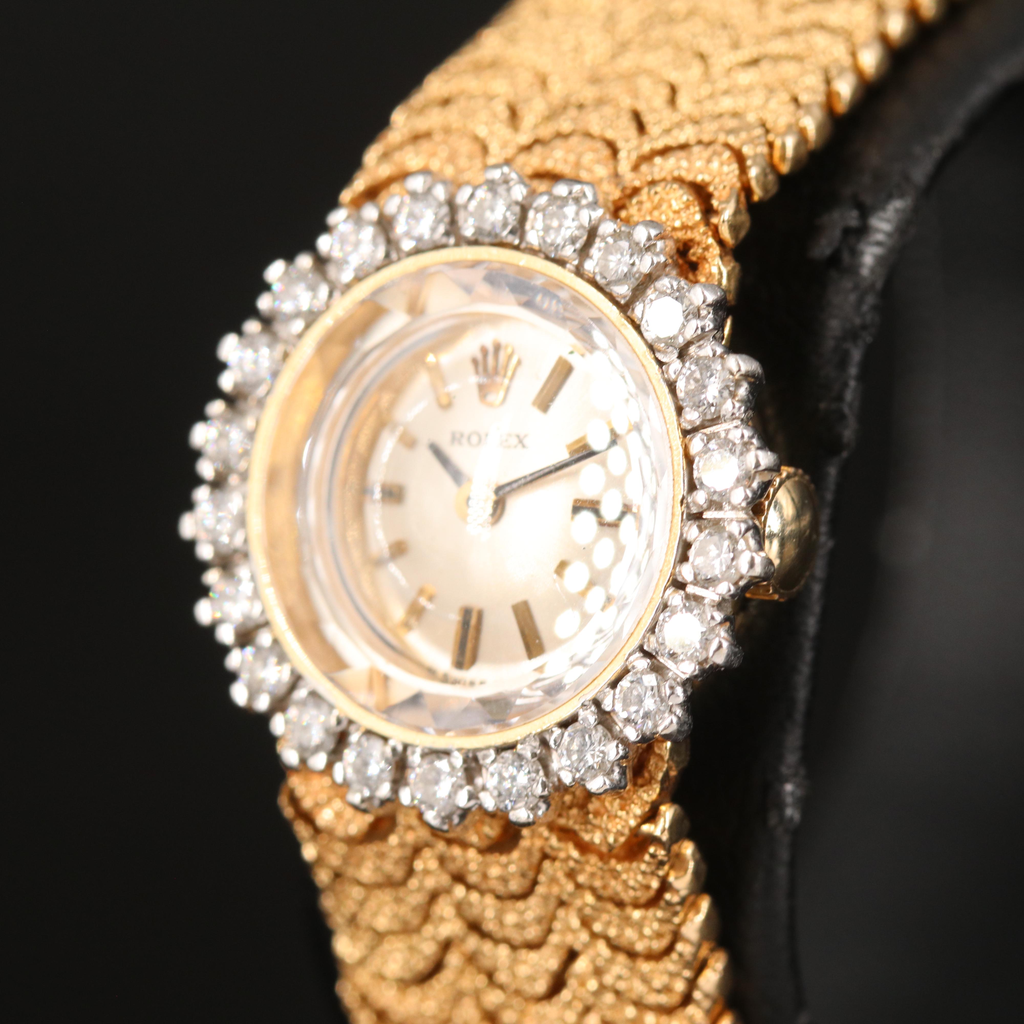 14K Rolex Orchid Diamond Bezel Watch