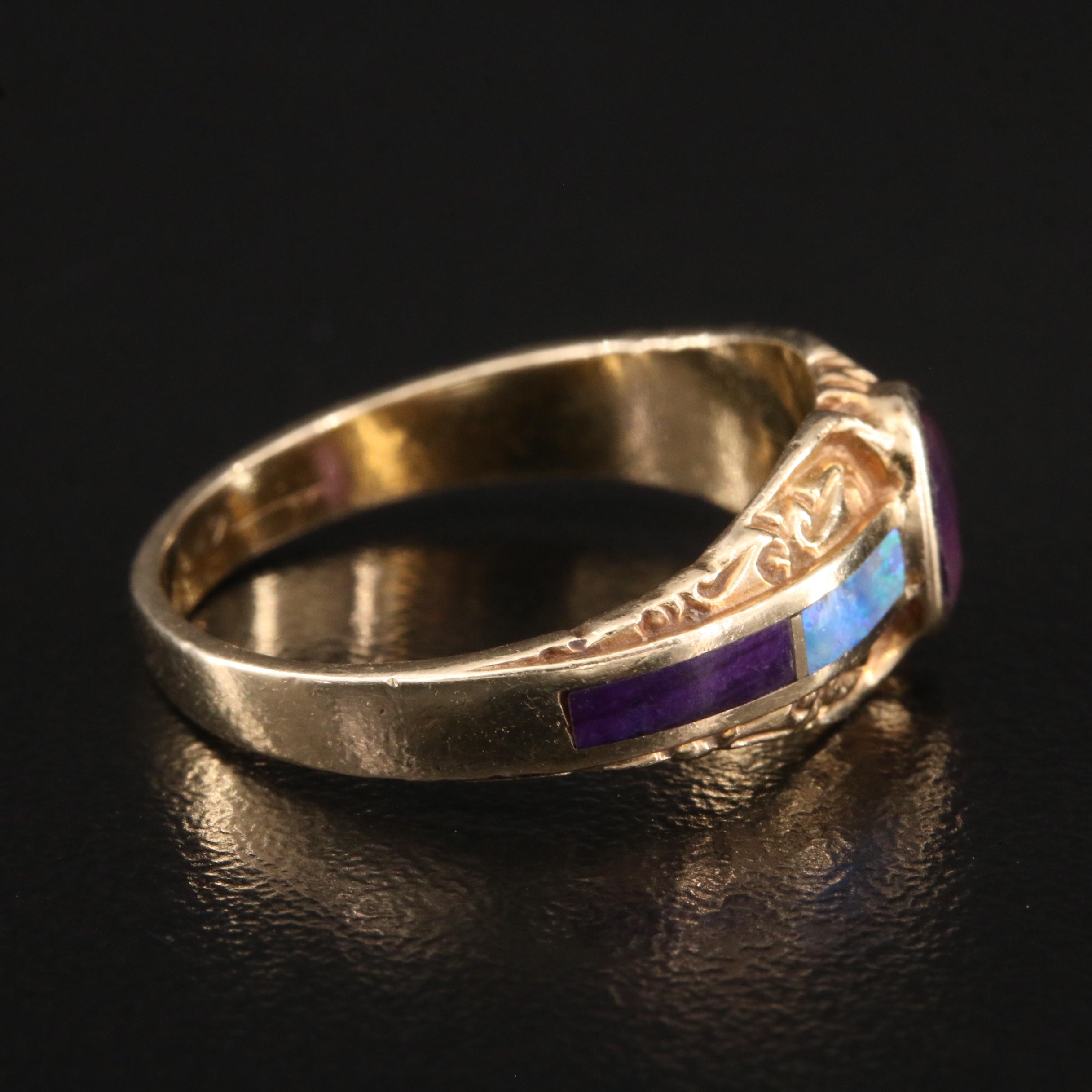 14K Amethyst, Opal and Sugilite Inlay Ring