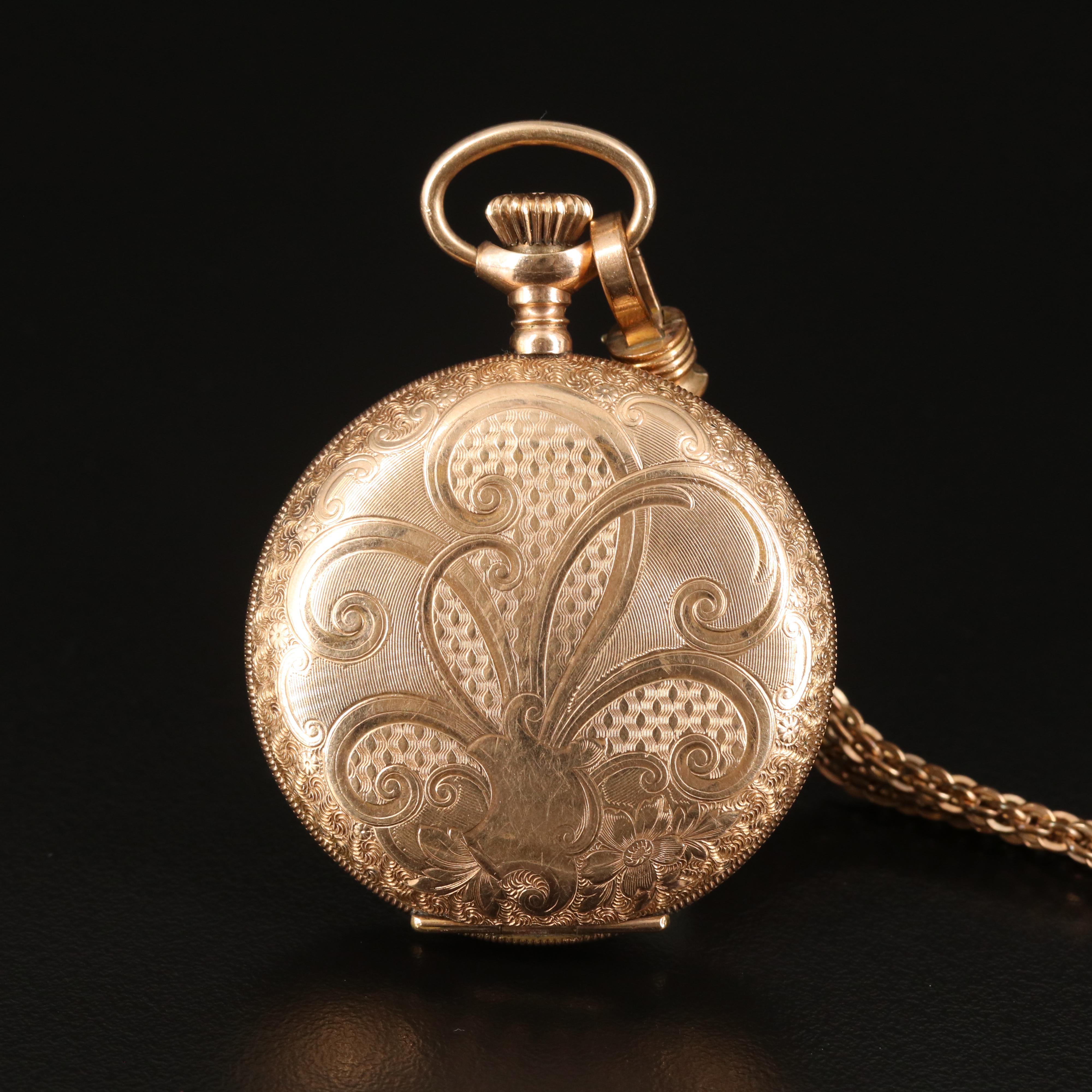 1910 Elgin Gold Filled Pocket Watch with Chain Slide Fob