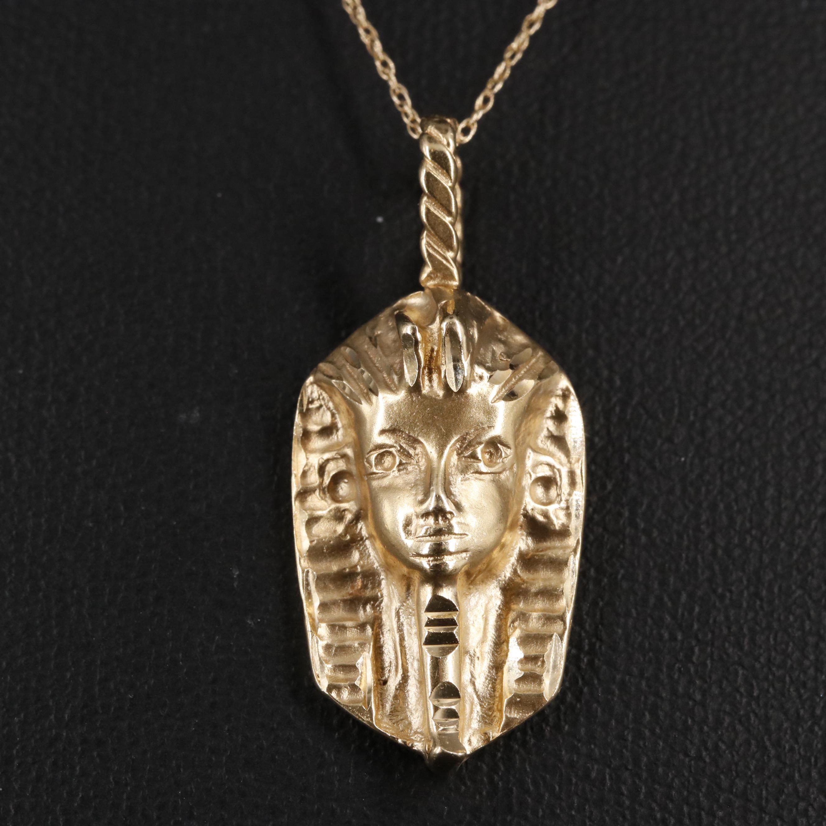 14K Rope Chain Egyptian Pendant Necklace
