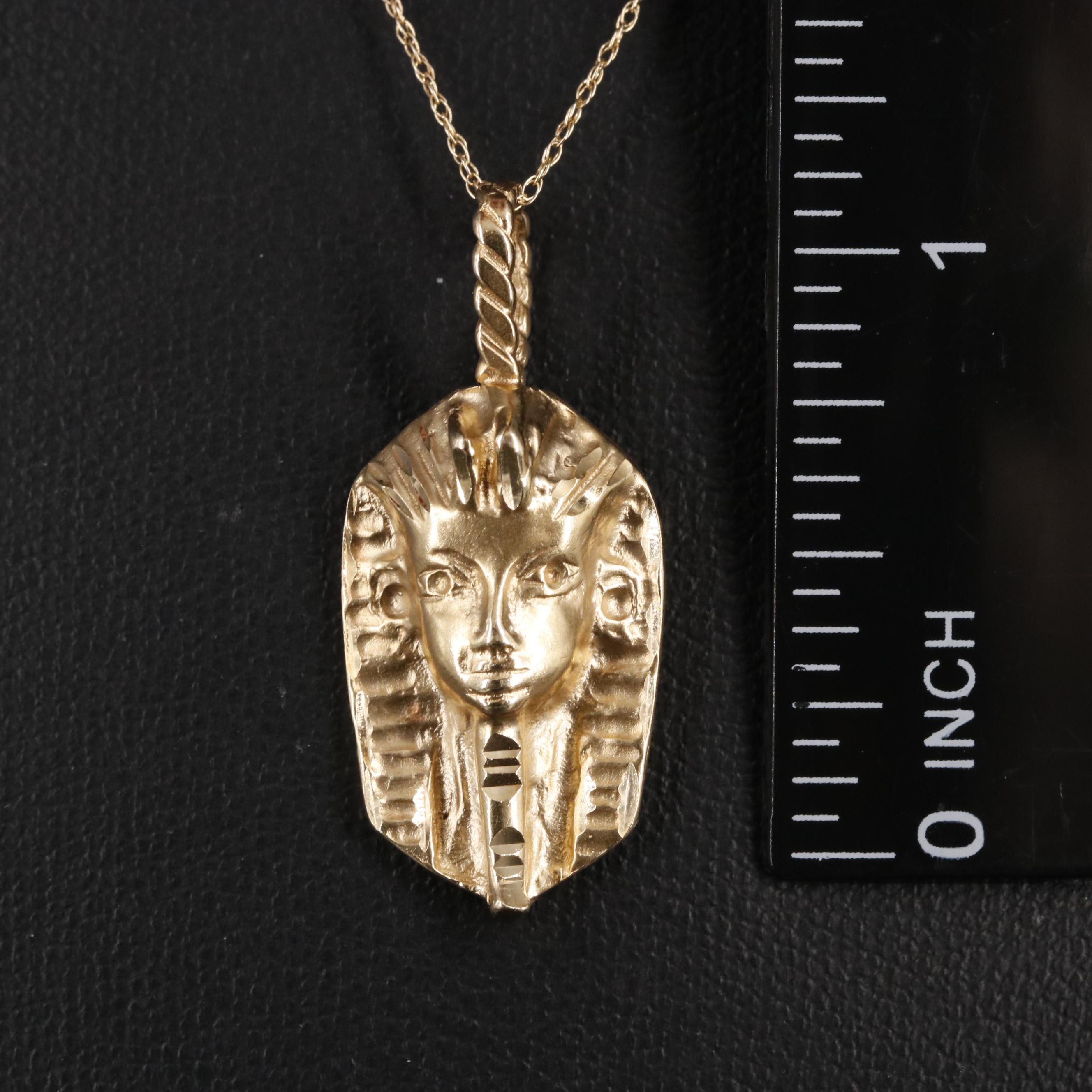 14K Rope Chain Egyptian Pendant Necklace