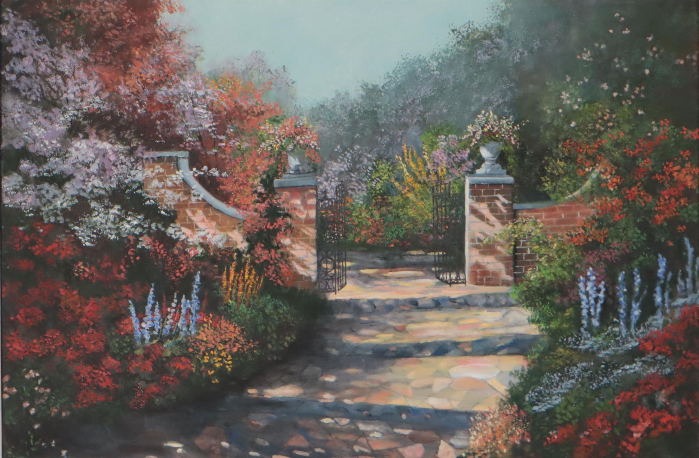 Oil Painting of Lush Garden, 21st Century