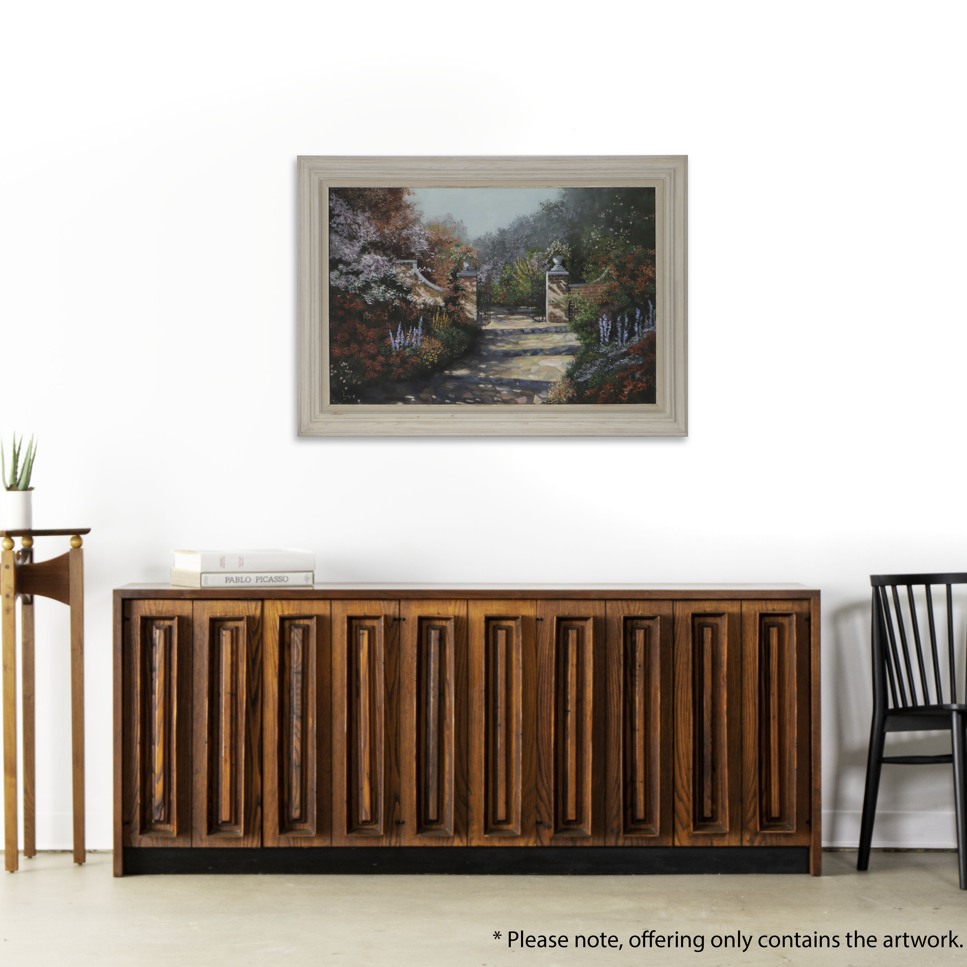 Oil Painting of Lush Garden, 21st Century