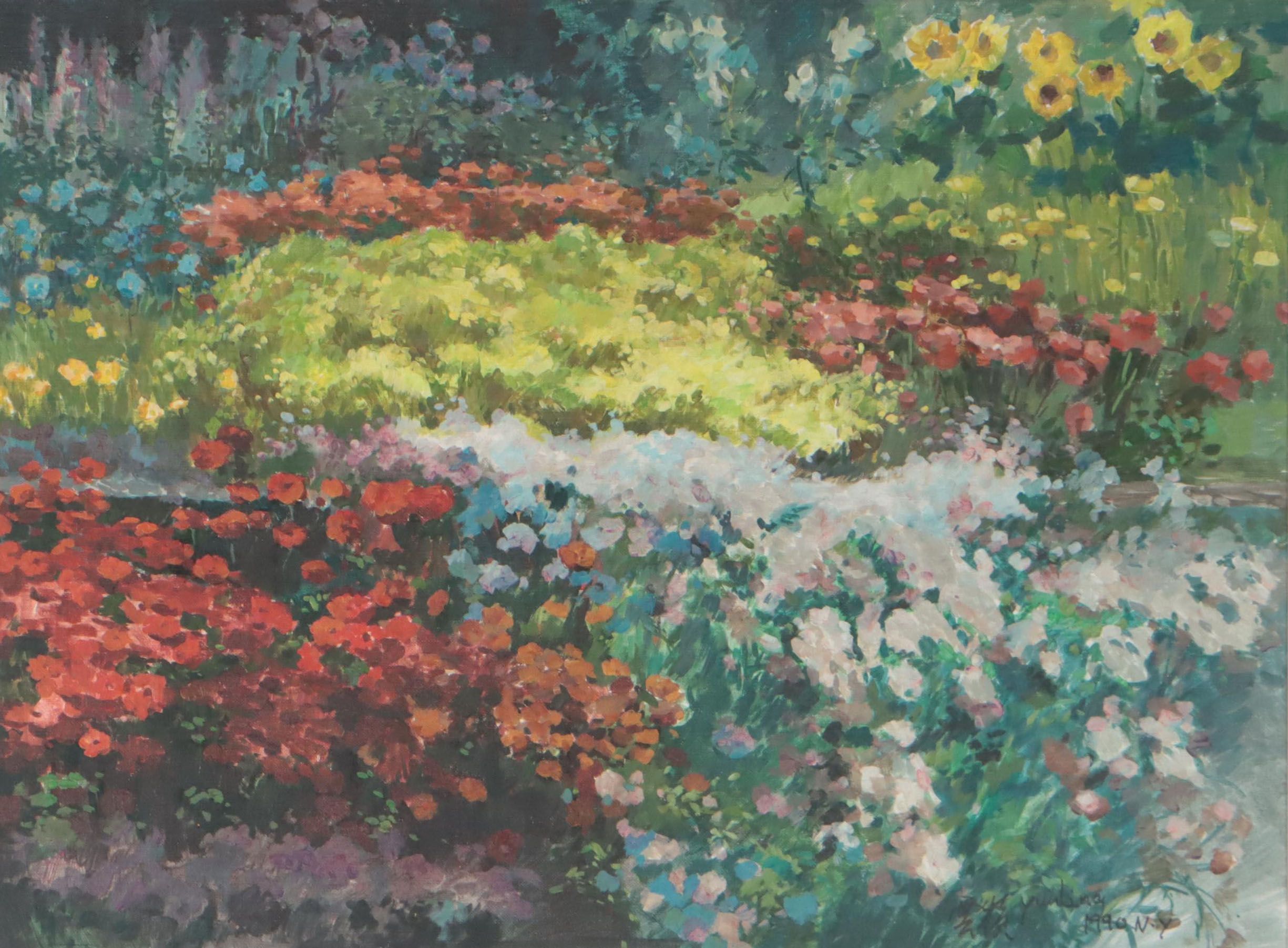Yunling Impressionist Style Oil Painting of Garden, 1990