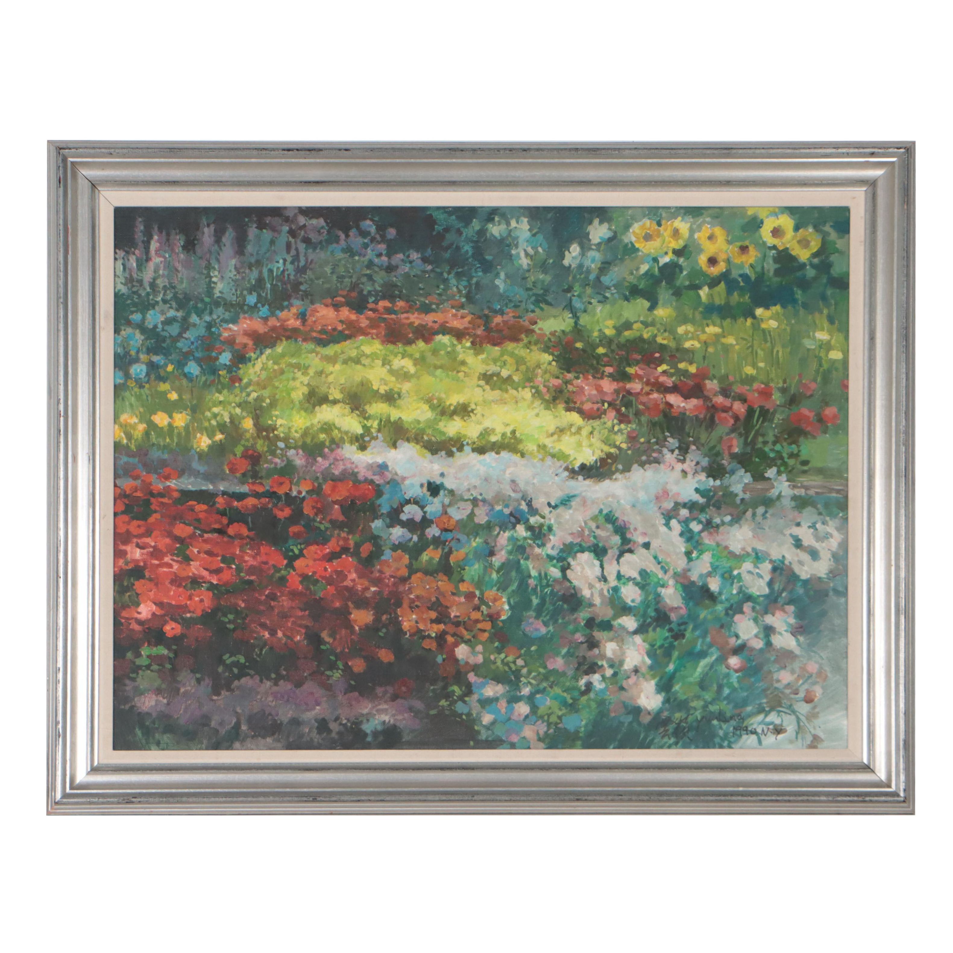 Yunling Impressionist Style Oil Painting of Garden, 1990