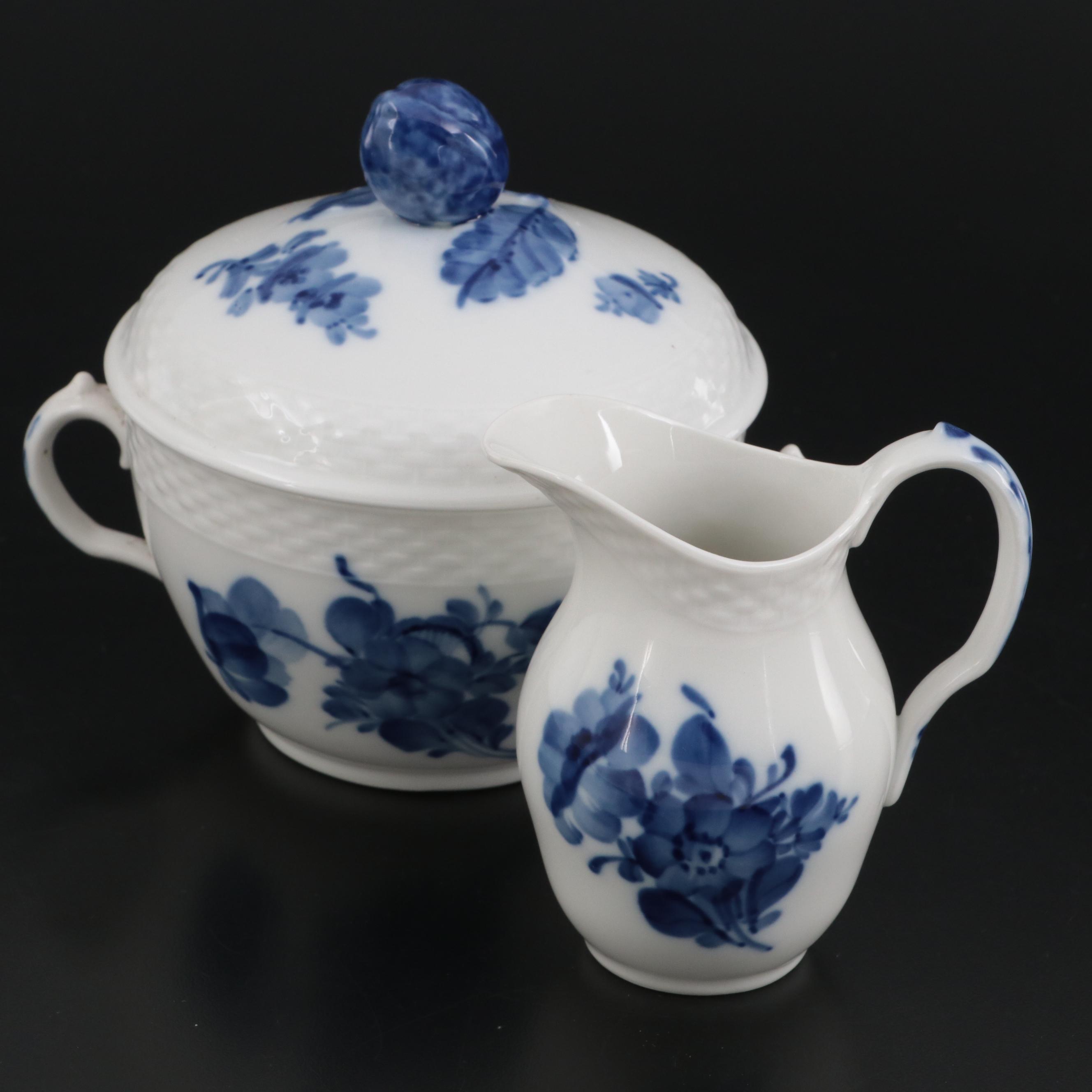 Royal Copenhagen "Blue Flowers Braided" Porcelain Lidded Sugar and Creamer