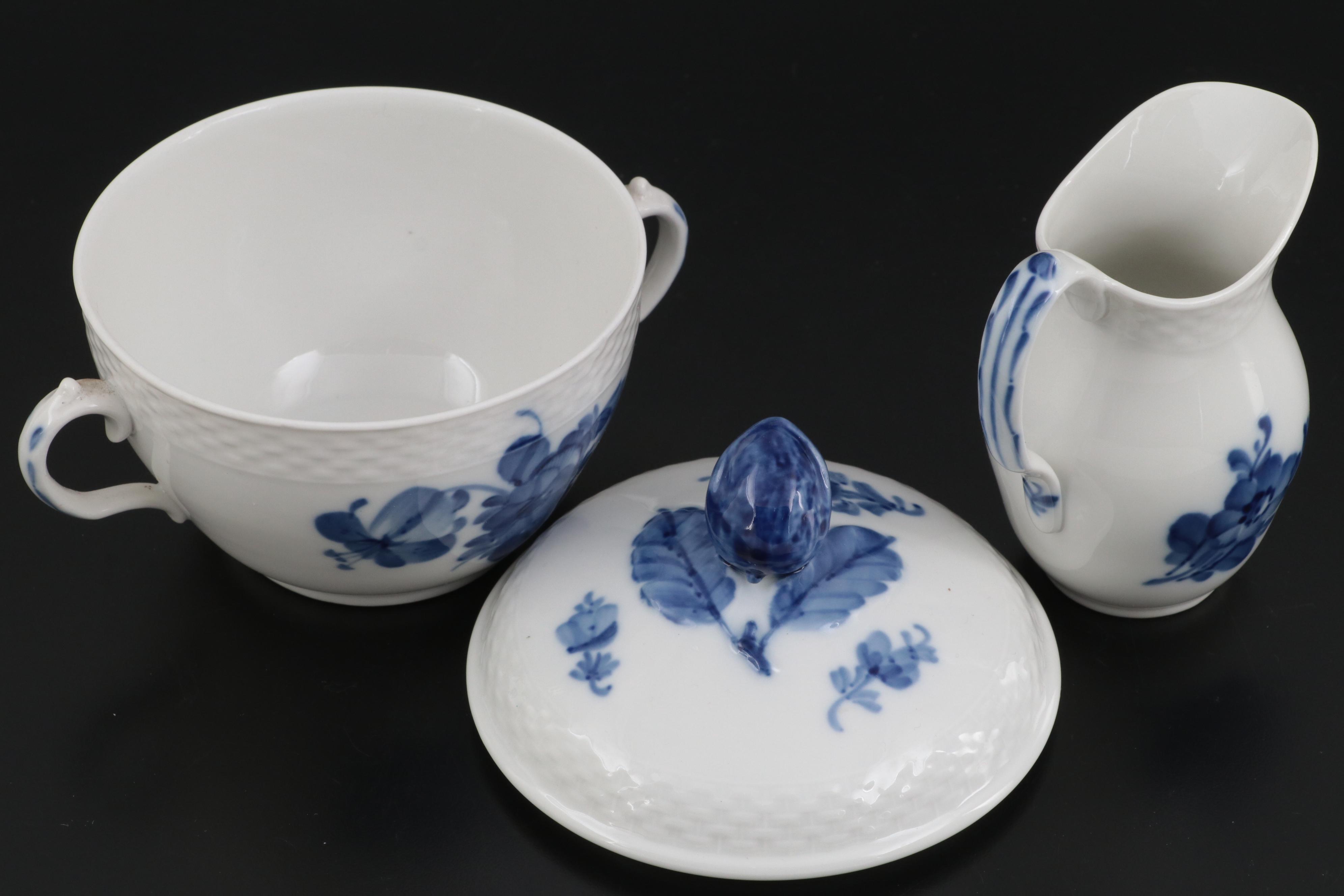 Royal Copenhagen "Blue Flowers Braided" Porcelain Lidded Sugar and Creamer