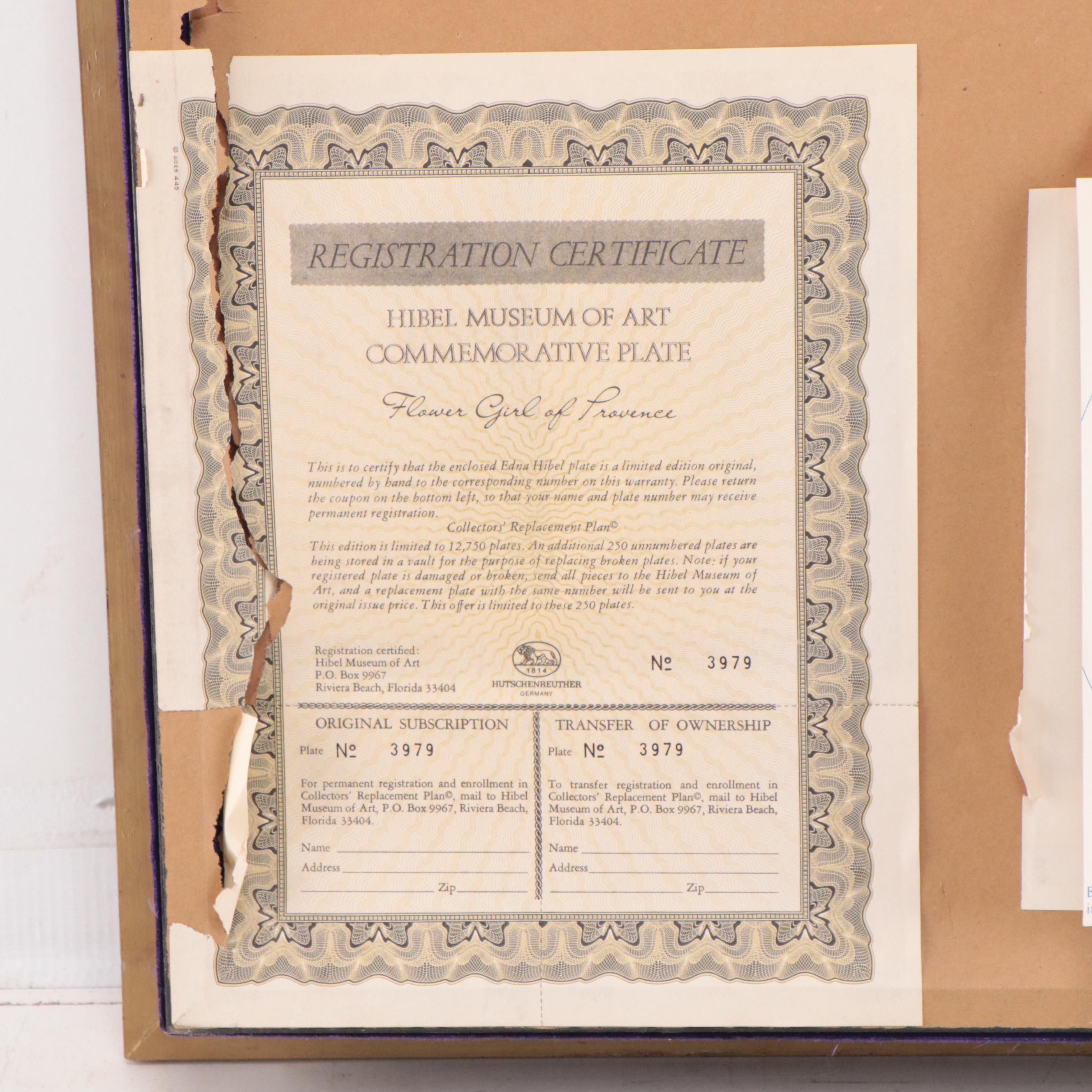 Hutschenreuther "Flower Girl of Provence" Edna Hibel Porcelain Plate