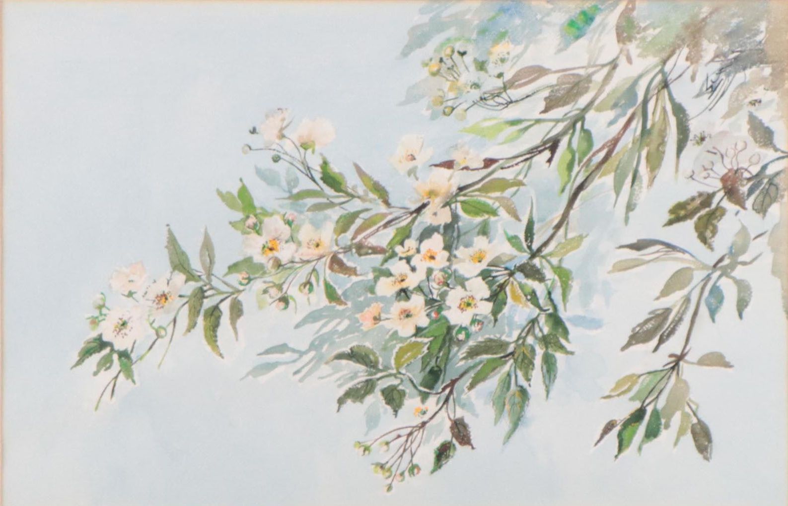Watercolor Painting of Flowering Branch