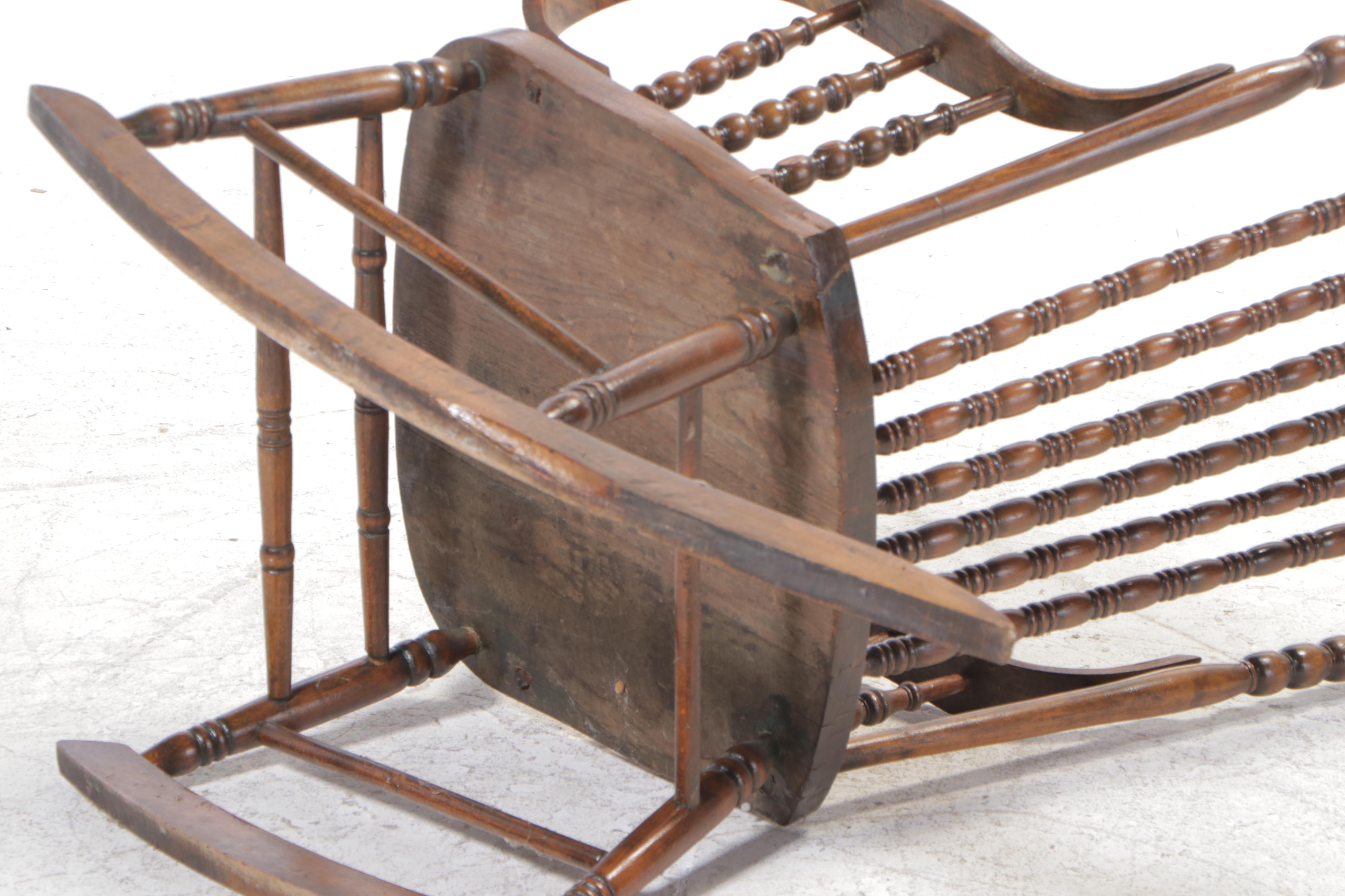 Late Victorian Ash Pressed and Spindle-Back Rocker, Late 19th/Early 20th Century