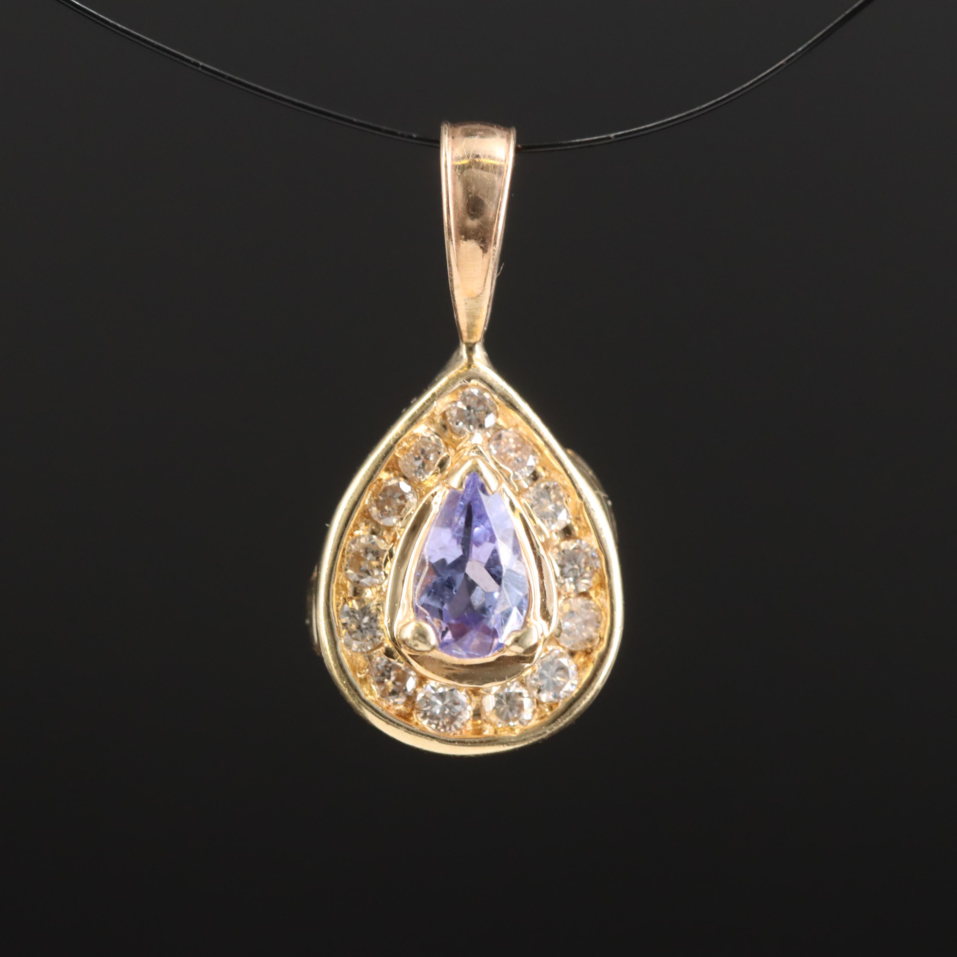 14K Tanzanite and Diamond Pendant