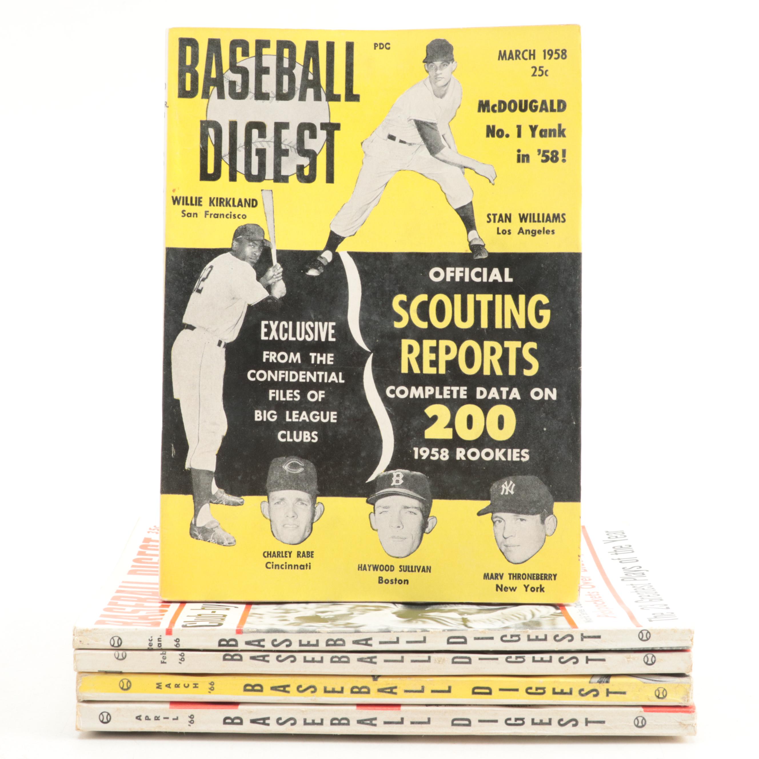 Baseball Digest Books With 1958, 1966 Scouting Reports, More, 1950s–1960s