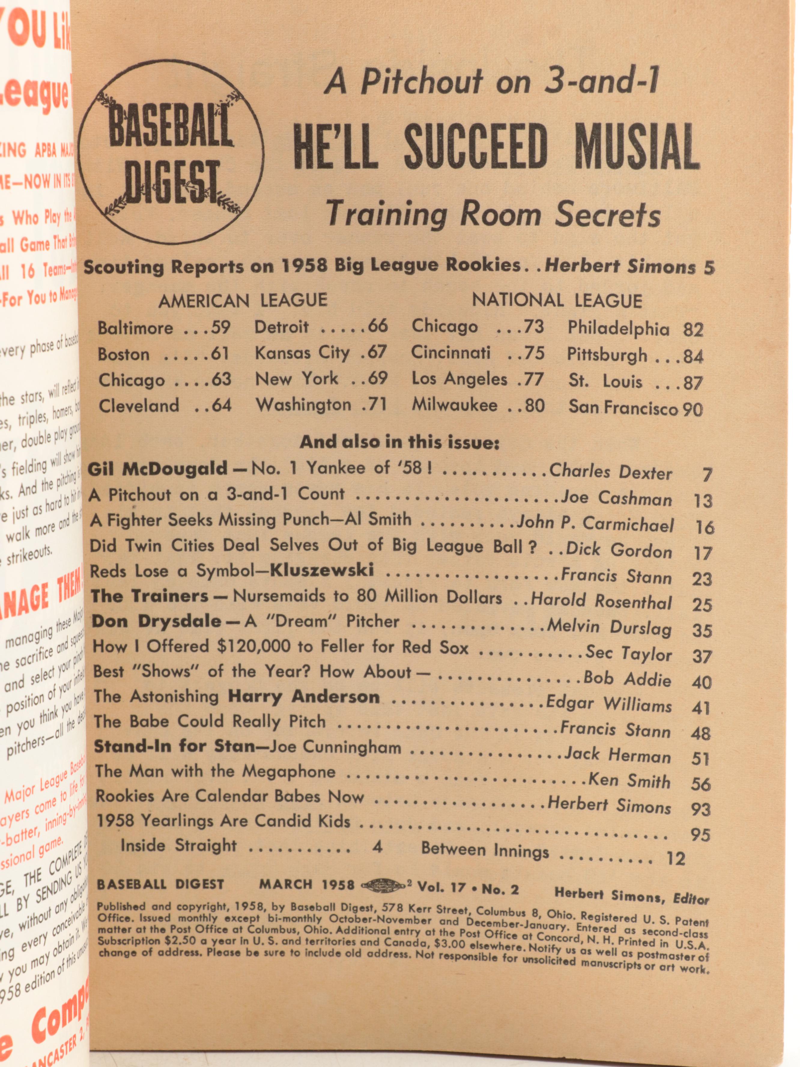 Baseball Digest Books With 1958, 1966 Scouting Reports, More, 1950s–1960s
