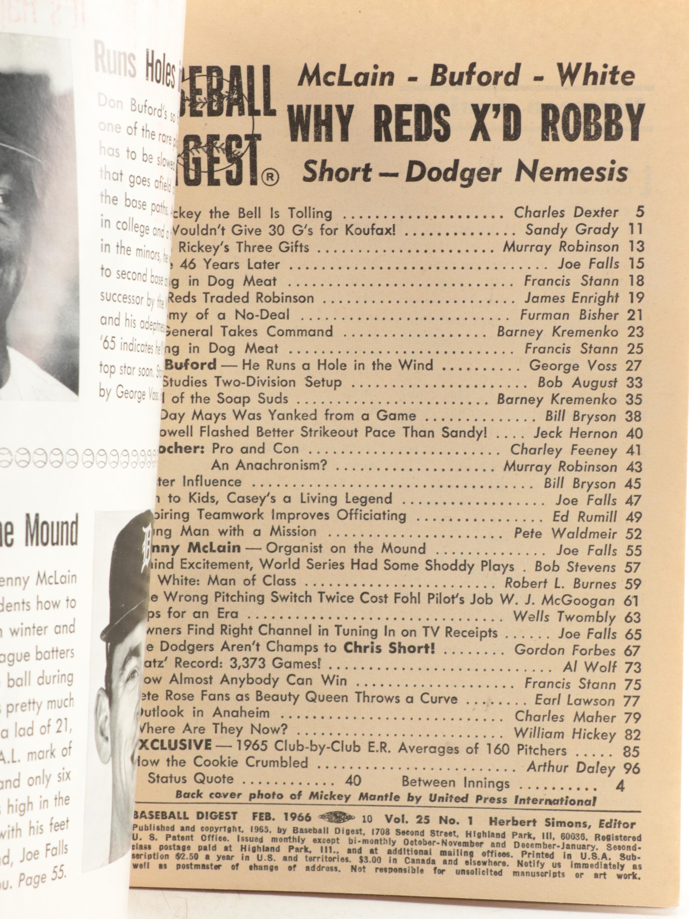 Baseball Digest Books With 1958, 1966 Scouting Reports, More, 1950s–1960s