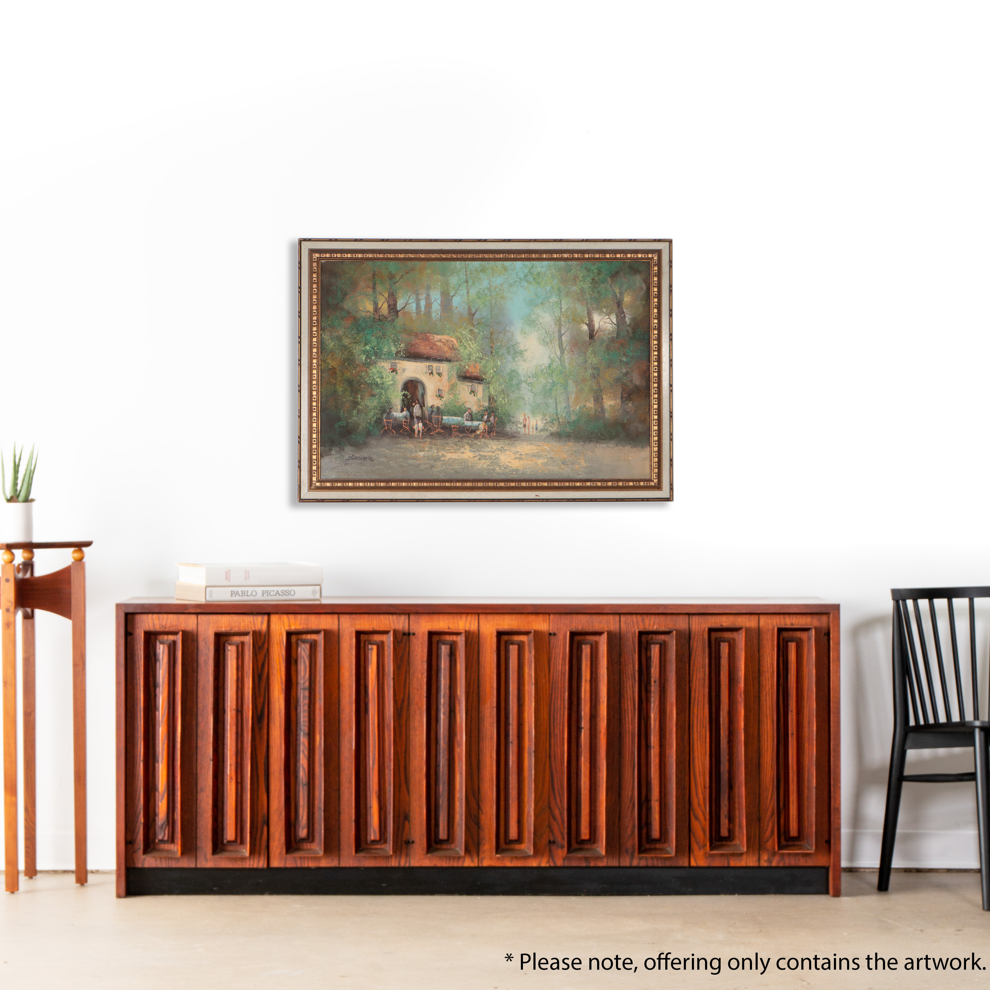 Brauer Oil Painting of Forest Cafe, Late 20th Century