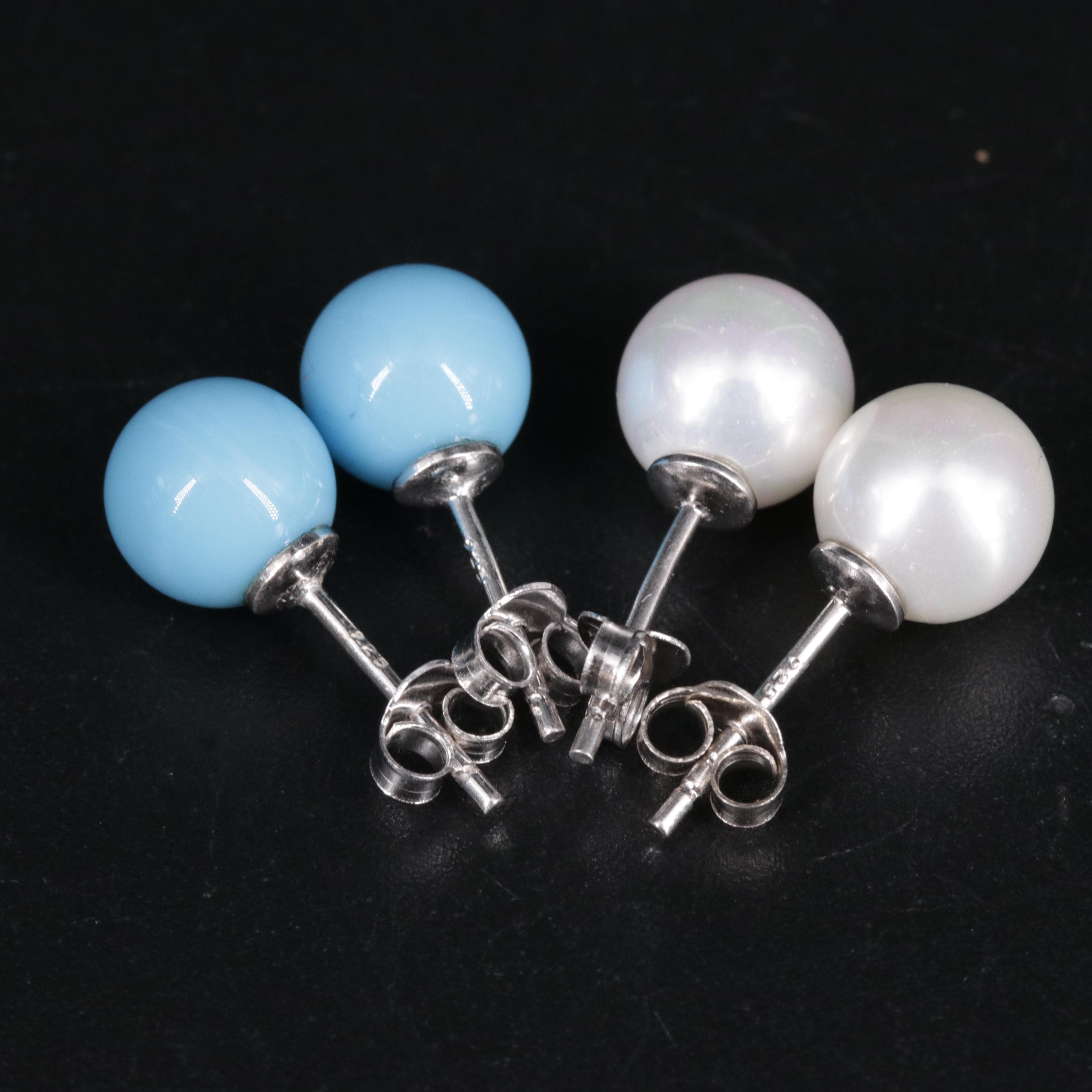 Sterling Silver Stud Earrings Including Pearl
