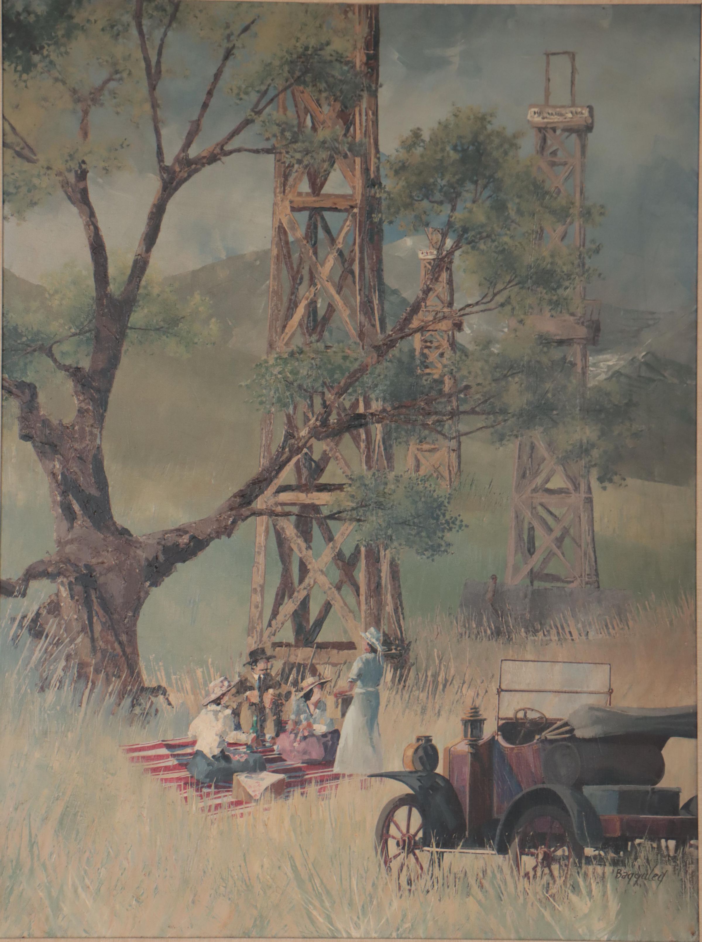 Richard Bagguley Oil Painting of a Picnic